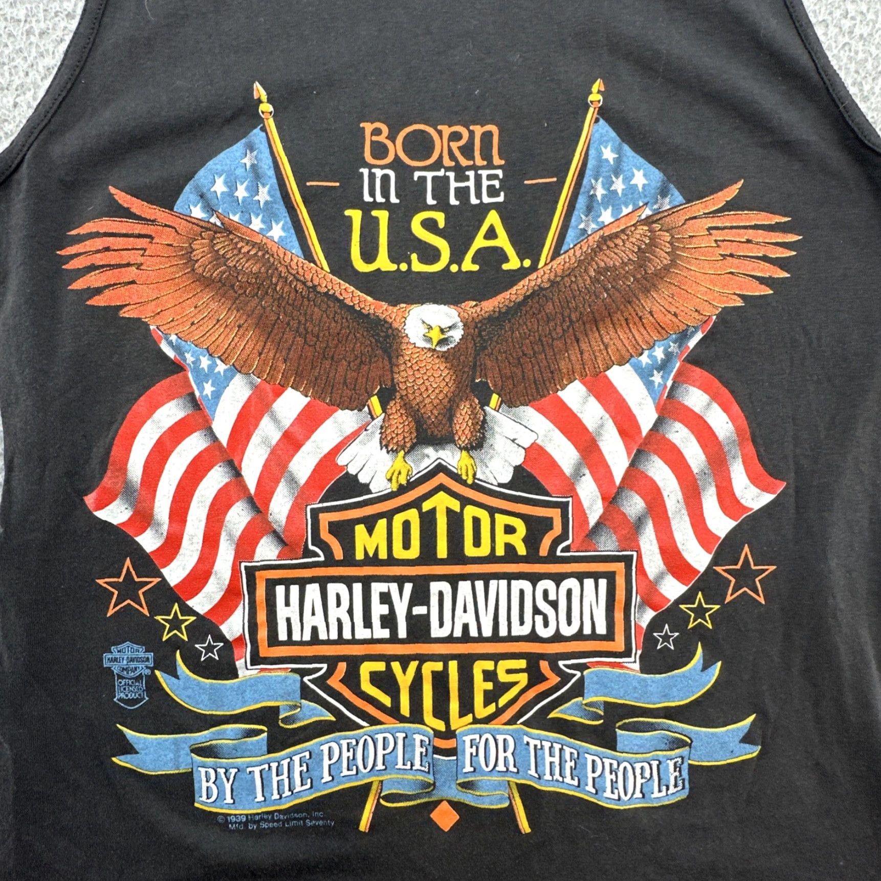 Harley Davidson VINTAGE Harley-Davidson Shirt 80s Speed Limit 70 Black Men L T-Shirt Logo Graphic Knit Cotton Crew Neck USA Size US L / EU 52-54 / 3 - 6 Thumbnail