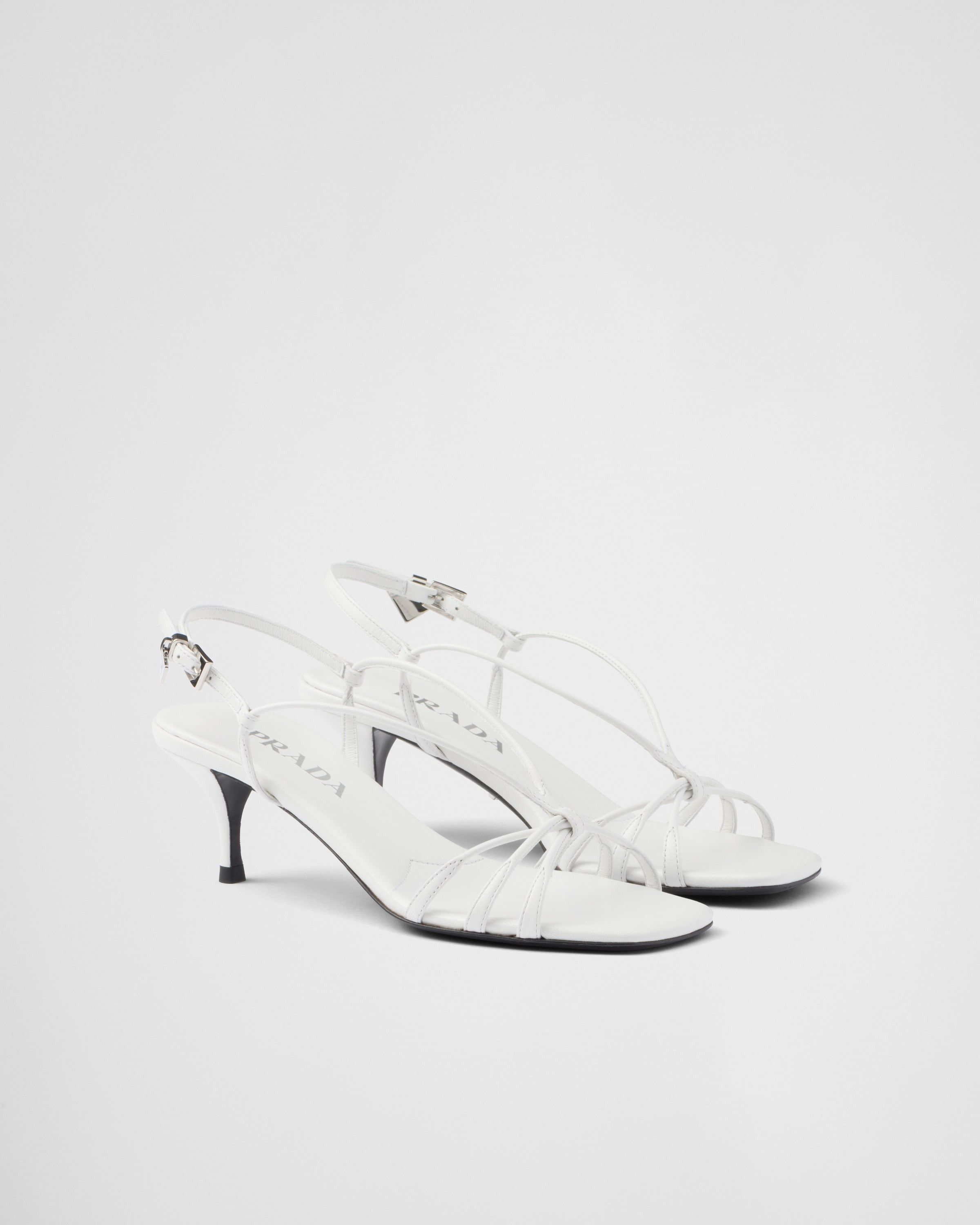 Prada os11x0326 Heeled Leather Sandals in White Size US 8.5 / IT 38.5 - 2 Thumbnail