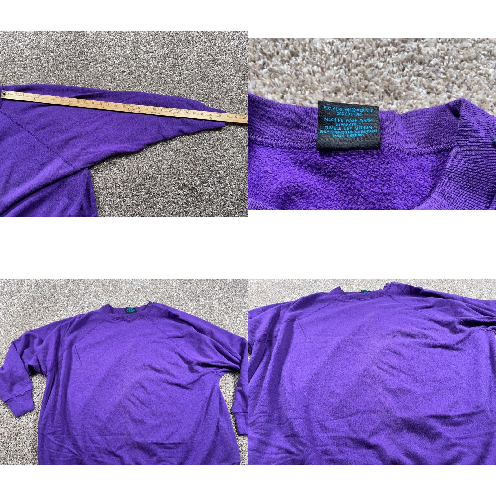 McGregor VINTAGE MacGregor Sweatshirt 90s Women's 3XL Purple Raglan Crew Neck Solid Fleece Pullover Size XXL / US 16-18 / IT 52-54 - 8 Thumbnail