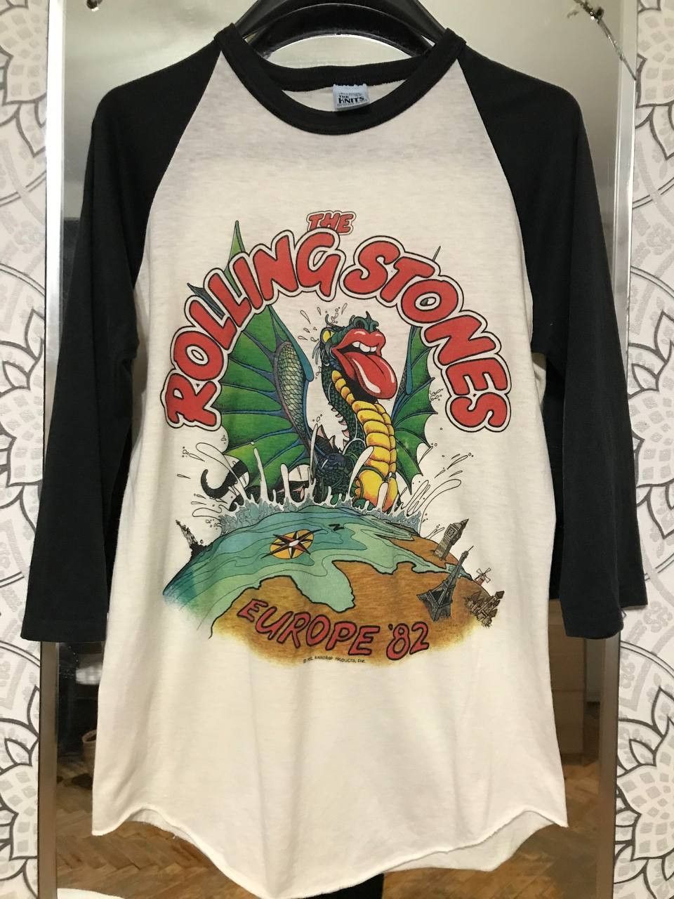 The Rolling Stones Vintage 1982 The Rolling Stones EU 82 Raglan Tour Shirt USA Size M / US 6-8 / IT 42-44 - 1 Thumbnail