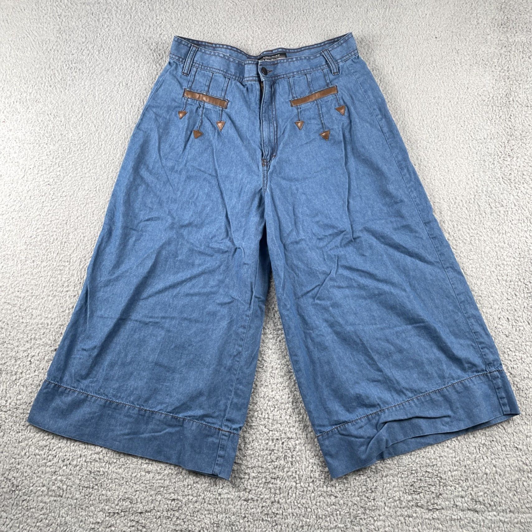 Denime VINTAGE J. Peterman Capri Pants Women’s 4 Denim Blue EUC Regular Wide-Leg Spring 90s Garden Mens Girls Size 27" / US 4 / IT 40 - 2 Thumbnail