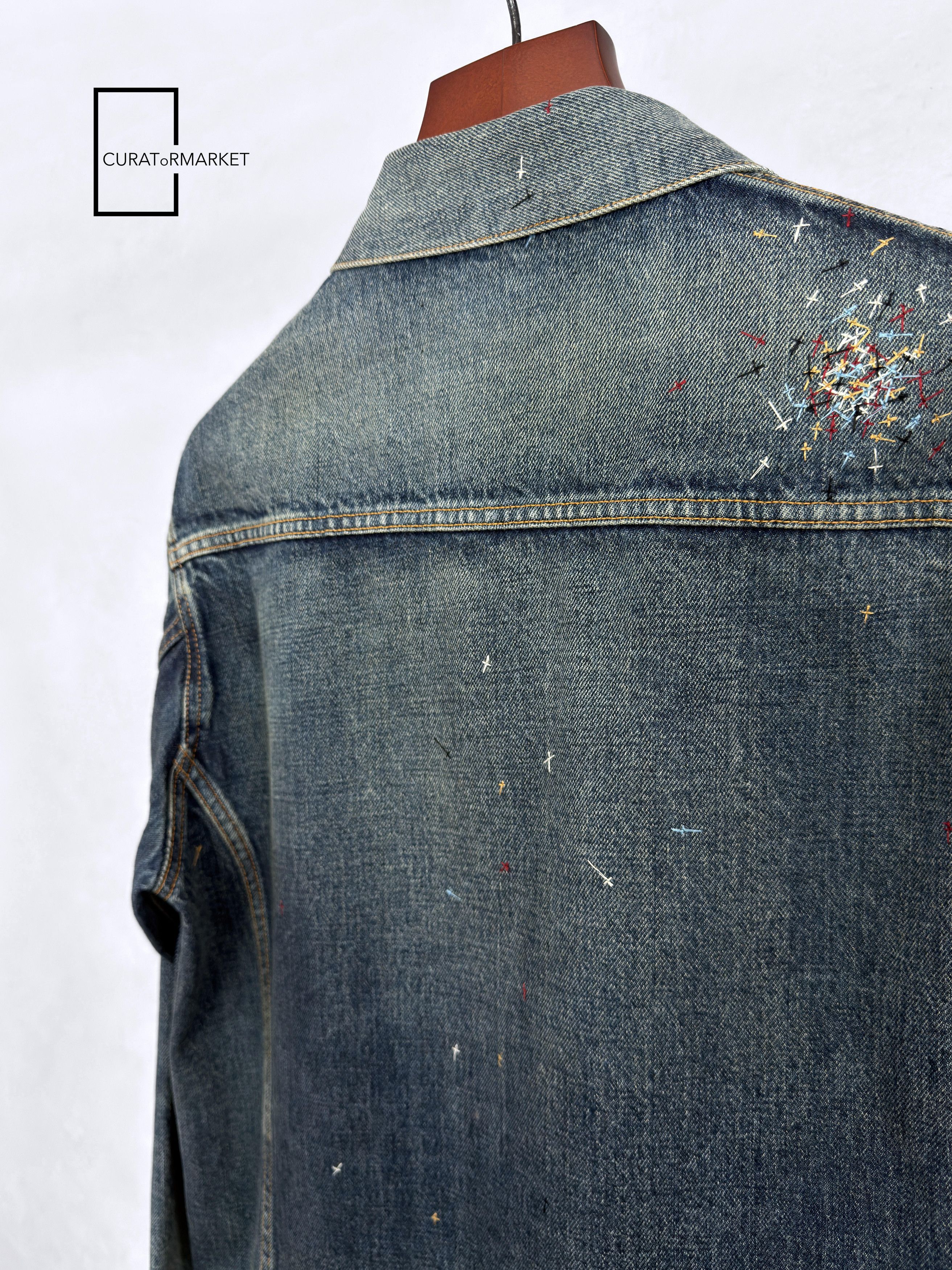 Undercover Cross Stitched Embroidered Indigo Cropped Denim Jacket FW24 Size US M / EU 48-50 / 2 - 7 Thumbnail