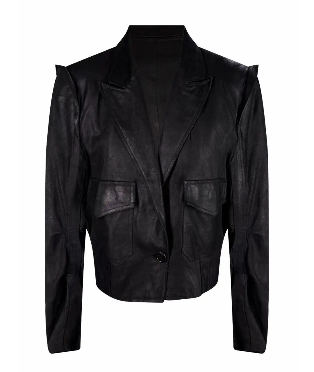 Ann Demeulemeester Ann Demeulemeester Black Leather Short Jacket Size M / US 6-8 / IT 42-44 - 1 Thumbnail