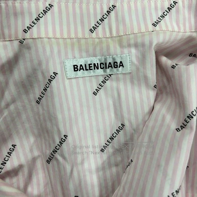Balenciaga Balenciaga Pink Logo Letter Printed Shirt Size XXS / US 00 / IT 34 - 3 Thumbnail