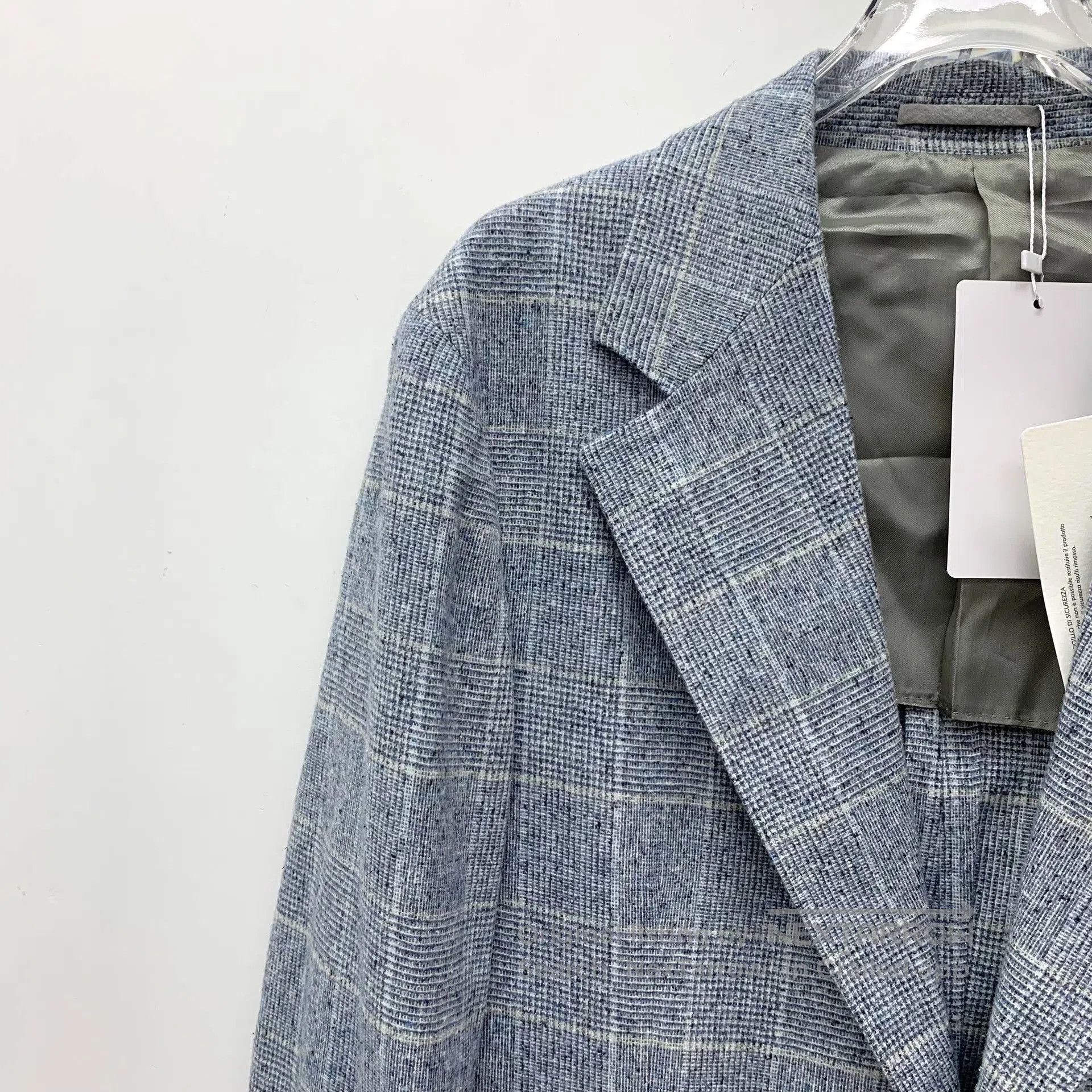 Brunello Cucinelli Brunello Cucinelli Light Blue Plaid Silk Blazer. Size US S / EU 44-46 / 1 - 3 Thumbnail