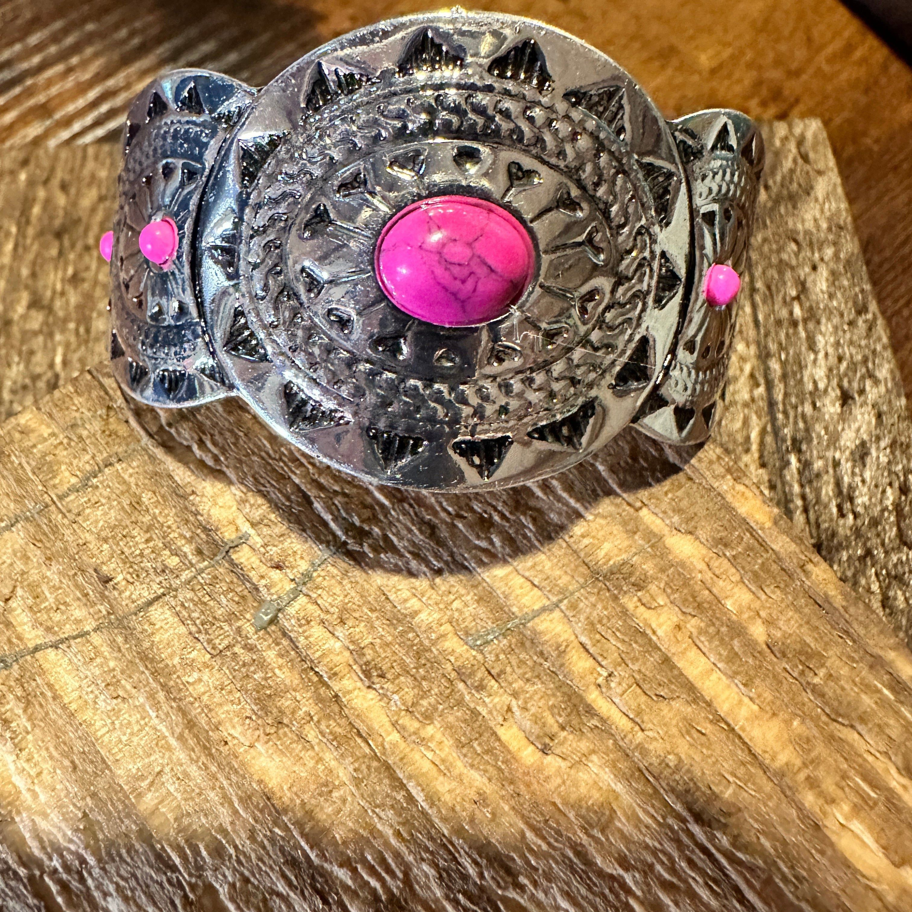 Other Vintage Bohemian Southwest Cowgirl Cuff Bracelet with Pink G Size ONE SIZE - 6 Thumbnail