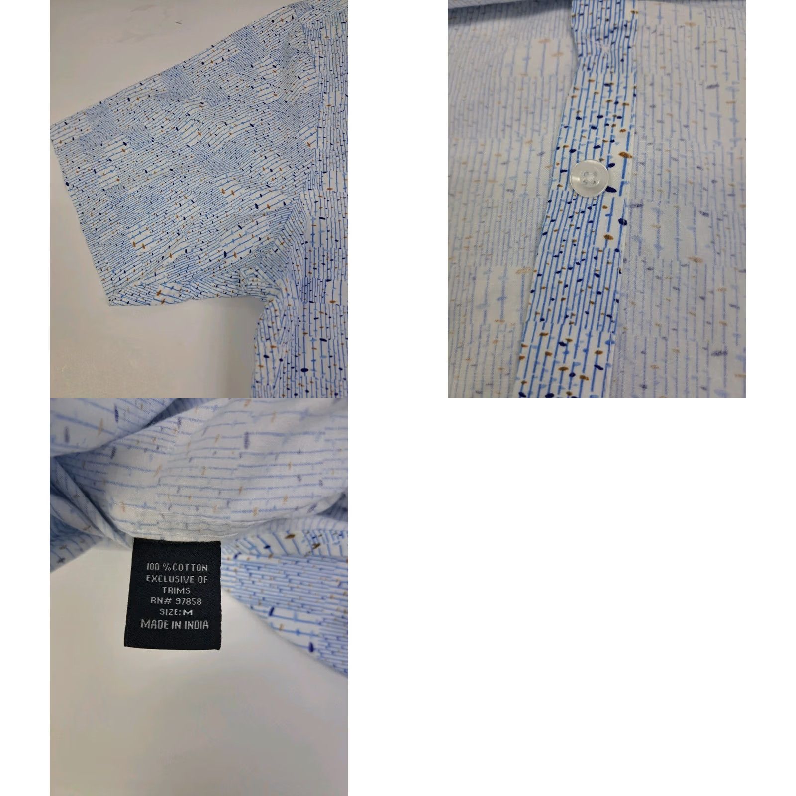Vintage Smash Shirt Mens Medium Blue/White Short Sleeve Button Up NWT #7001 Size US M / EU 48-50 / 2 - 8 Thumbnail