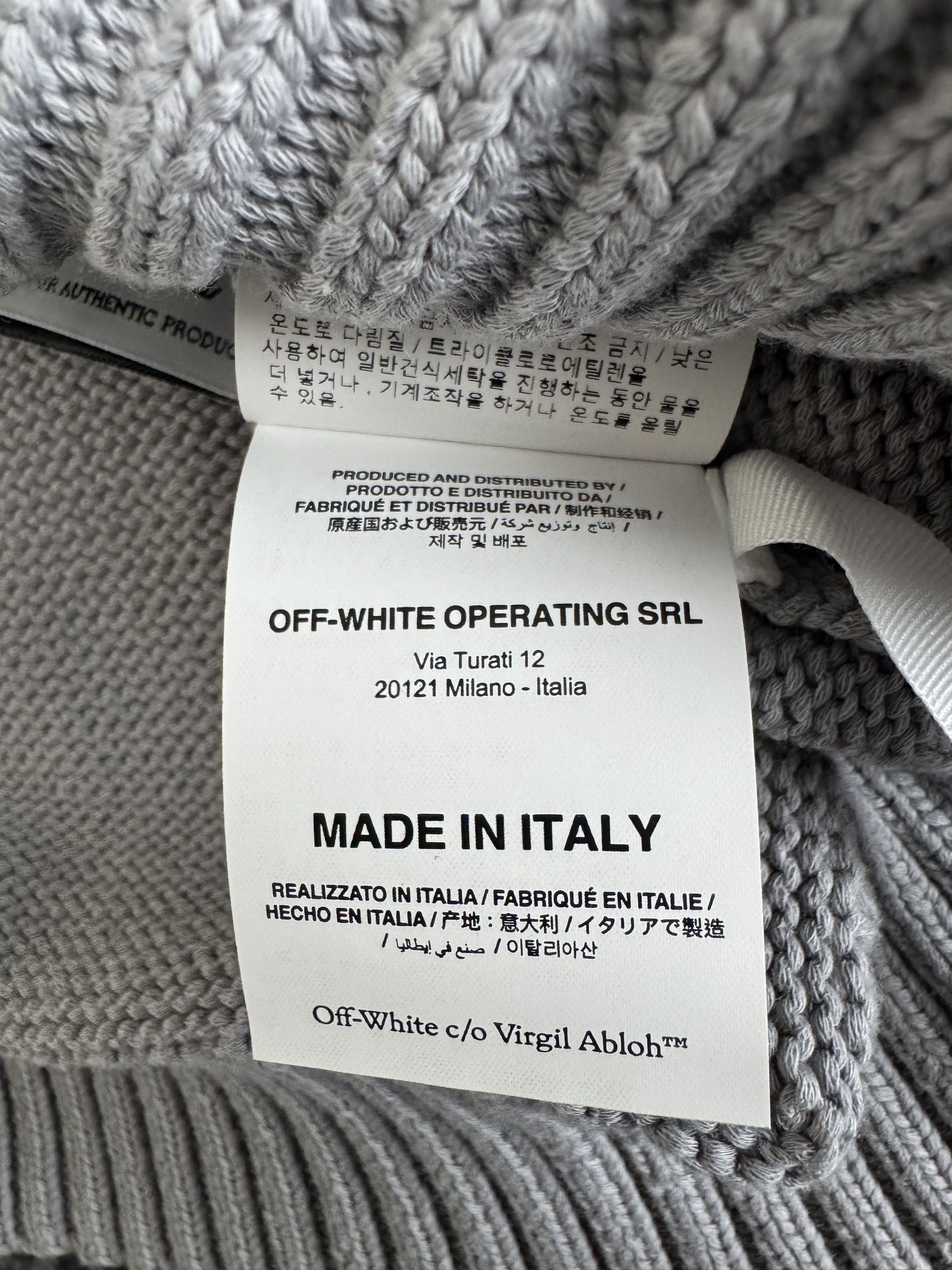 Off-White Off-White Diag Outline Knit Crewneck 'Medium Grey/Black' Size US M / EU 48-50 / 2 - 8 Thumbnail