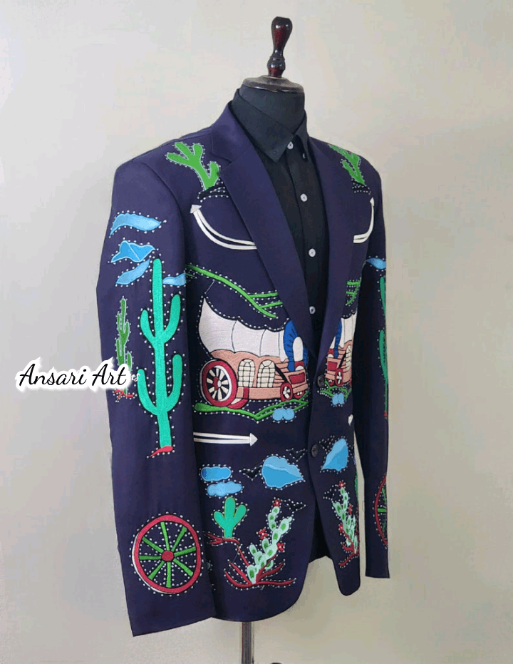 Designer Men 2Pc Country Western Wedding Cowboy Outfits Size 42L - 4 Thumbnail
