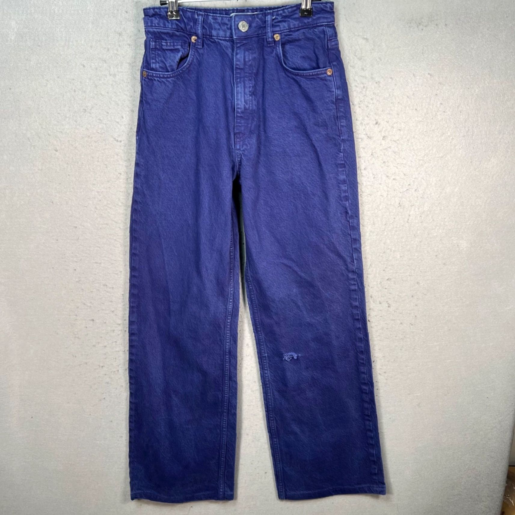 Zara Zara Jeans Womens Size 6 Purple 100% Cotton Denim High-Rise Straight-Leg 5-Pocket Regular Inseam 31 in Vintage: No Womens Jeans Mahar? Size 28" / US 6 / IT 42 - 2 Thumbnail