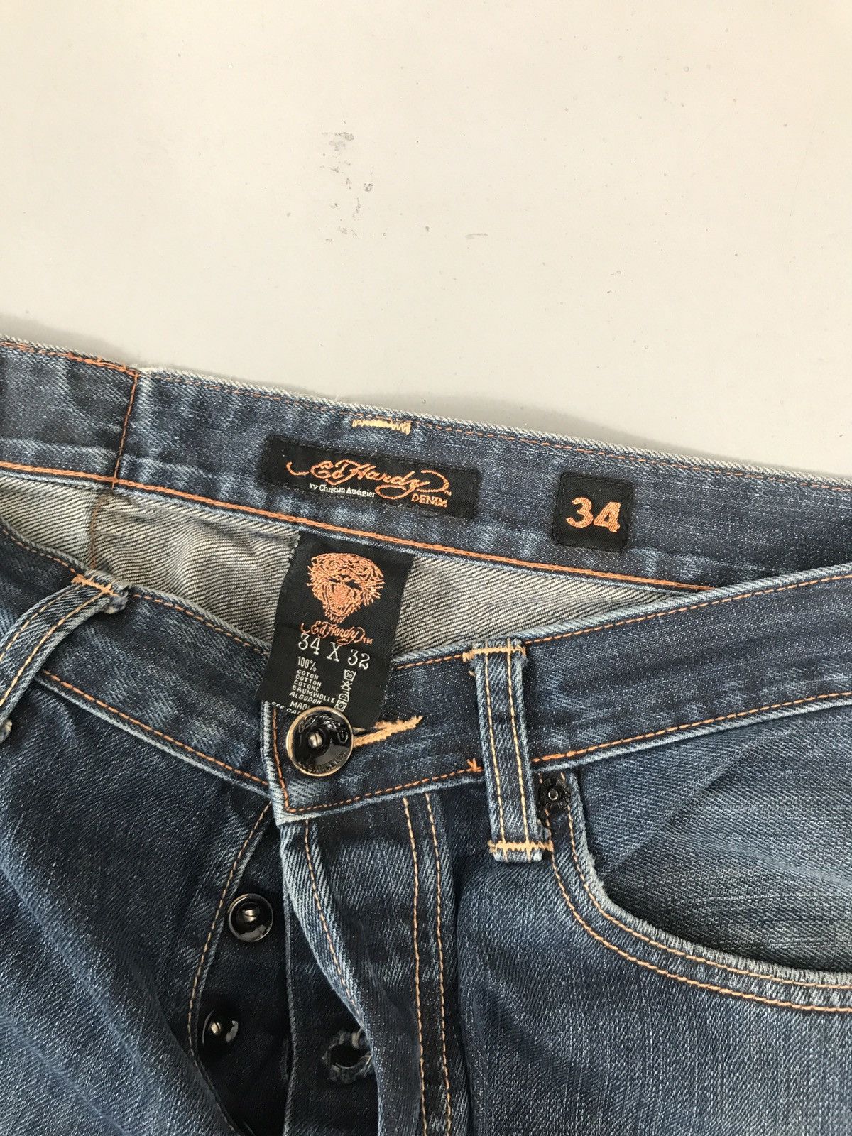 Christian Audigier × Ed Hardy × Vintage Vintage Ed hardy spell out embroidered denim Size US 34 / EU 50 - 9 Thumbnail