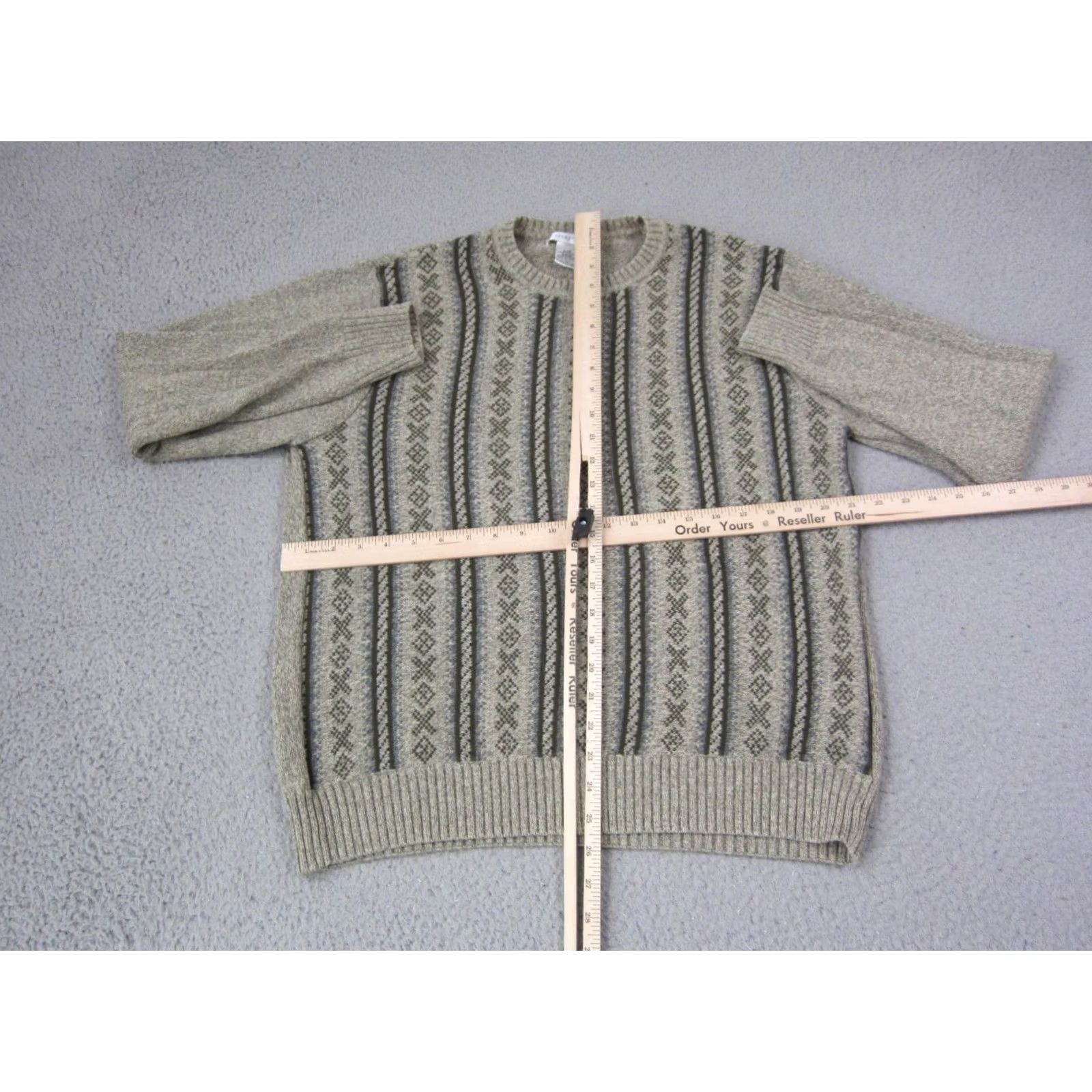 Geoffrey Beene VINTAGE Geoffrey Beene Sweater Pullover Mens Medium Green Knit Geometric Crew 80s Size US M / EU 48-50 / 2 - 5 Thumbnail