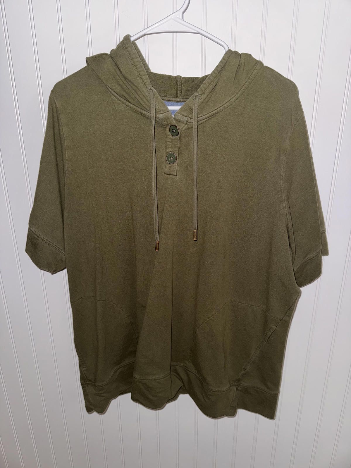 Other Joan Rivers XL Olive Green Short Sleeve Hoodie Size XL / US 12-14 / IT 48-50 - 1 Thumbnail