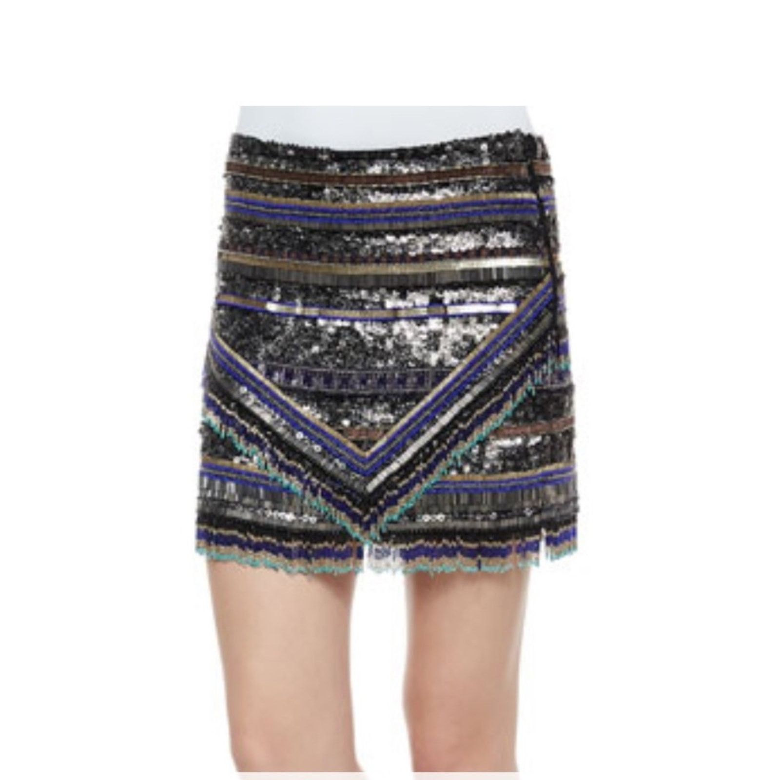 Parker PARKER Corsica Geometric Beaded Fringe Skirt Size 0 Size 25" / US 0 / IT 36 - 1 Thumbnail
