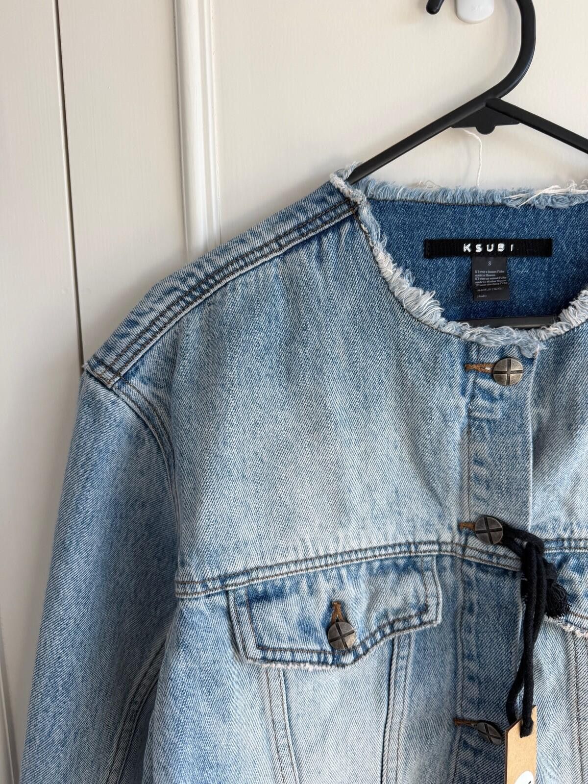 Ksubi new Ksubi womens denim Jacket top small s 8 blue torn up 1 Size S / US 4 / IT 40 - 8 Thumbnail