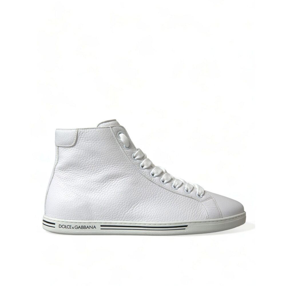 Dolce & Gabbana Dolce & Gabbana Elegant White Leather High Top Sneakers Size US 7 / EU 40 - 1 Thumbnail