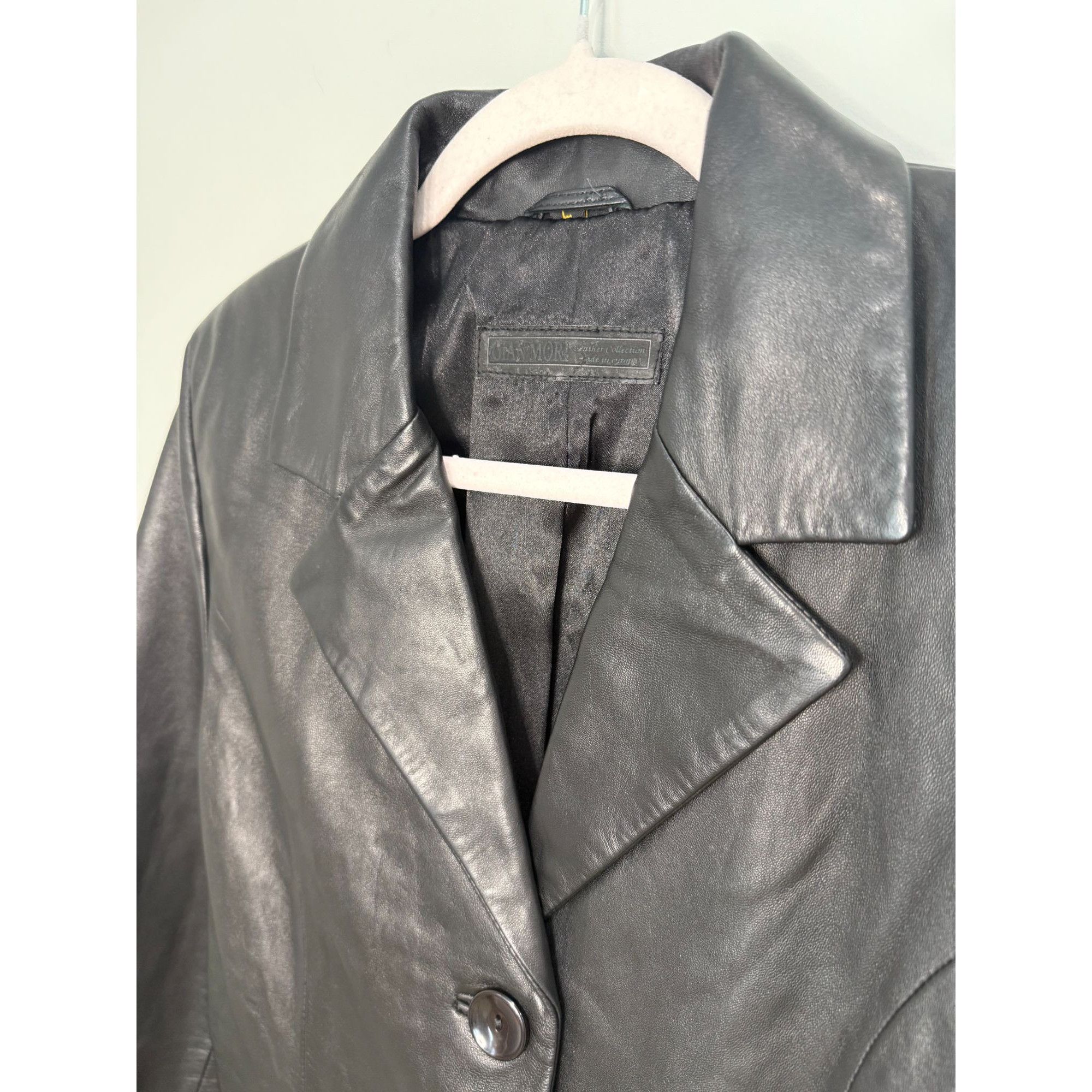 Other Vintage 90s Gian Mori Italian Genuine Leather Blazer, size l Size L / US 10 / IT 46 - 4 Thumbnail