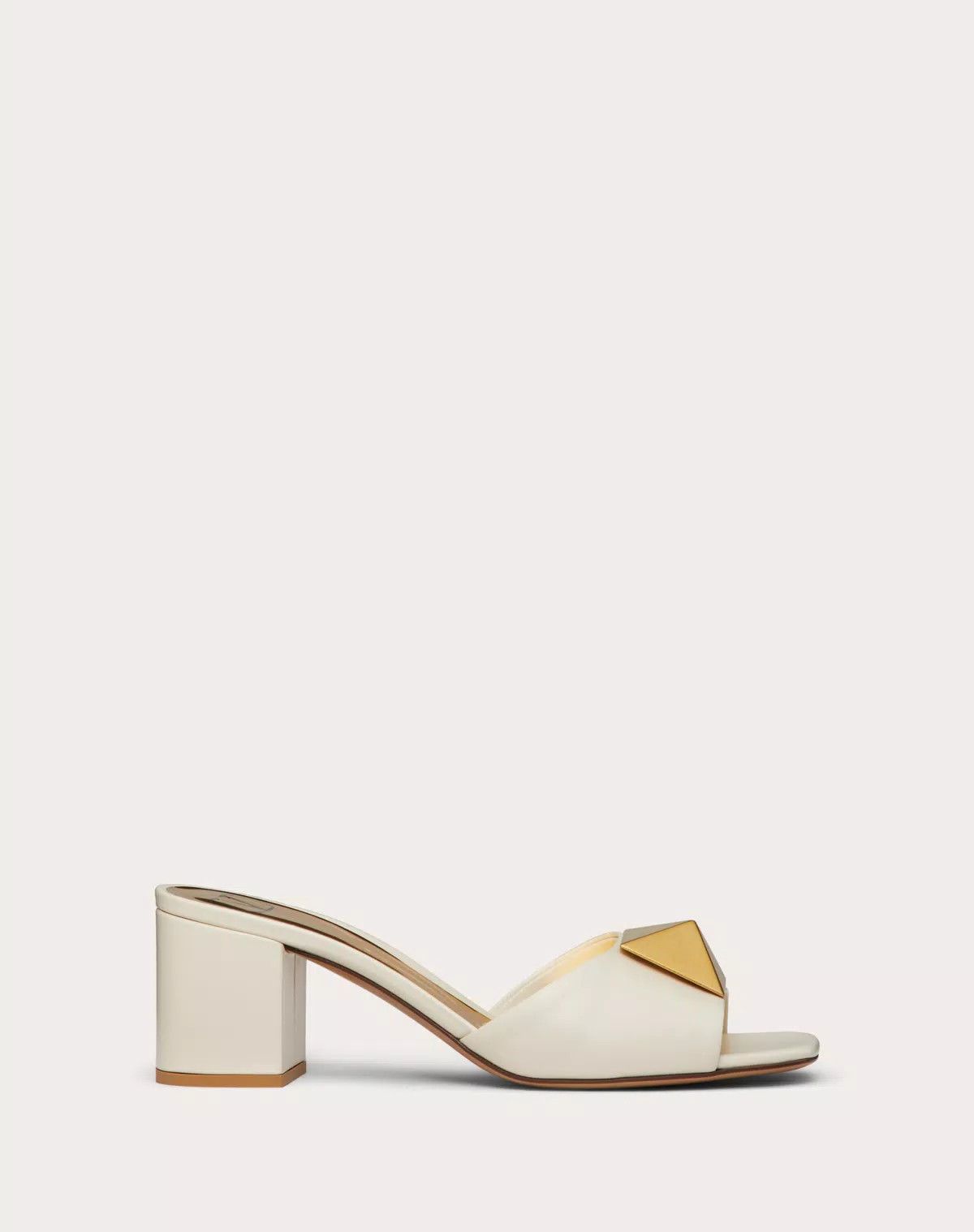 Valentino o1s1wg110625 One Stud Calfskin Slide 60mm in White Size US 5 / IT 35 - 1 Thumbnail