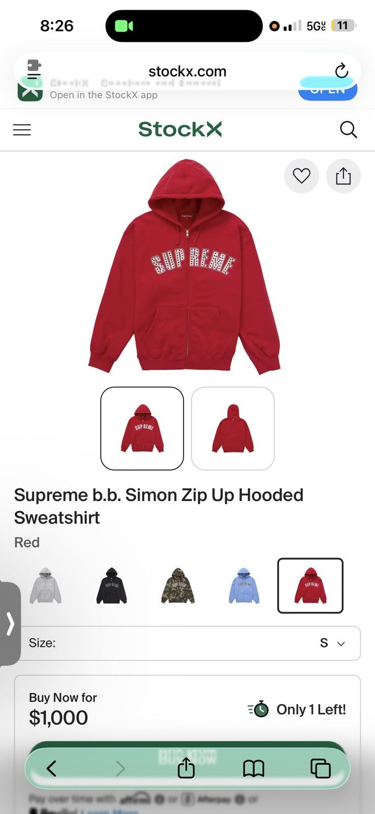 B.B. Simon × Supreme Supreme b.b. Simon Zip Up Hooded Sweatshirt(Small) Size US S / EU 44-46 / 1 - 4 Thumbnail