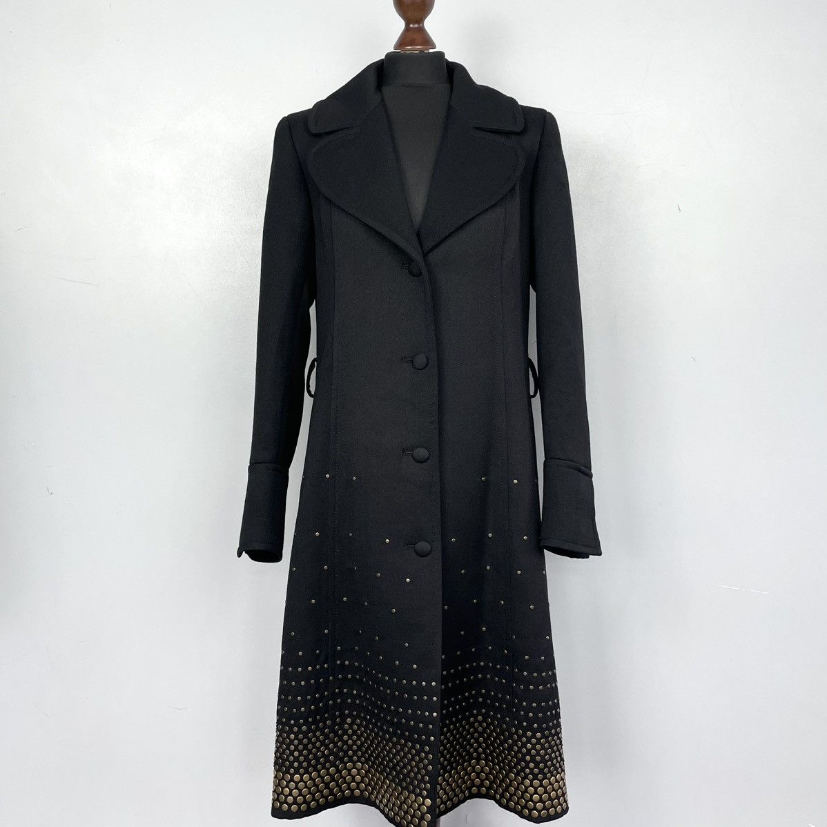 Roberto Cavalli Roberto Cavalli Black Gold Studded Wool Trench Coats SZ42 Size M / US 6-8 / IT 42-44 - 7 Thumbnail