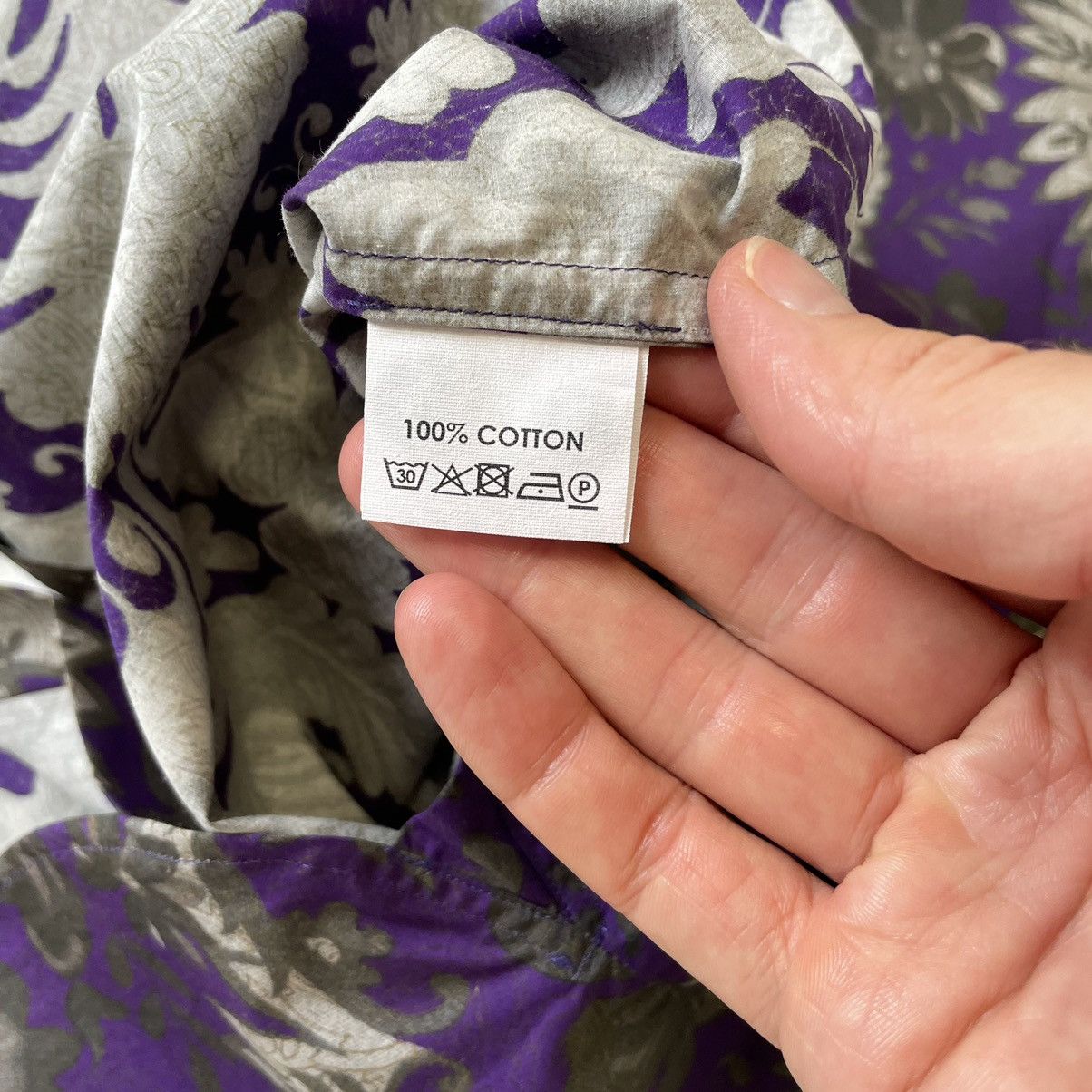 Dries Van Noten Purple / Gray Floral Print Cotton Shirt Size US M / EU 48-50 / 2 - 10 Thumbnail