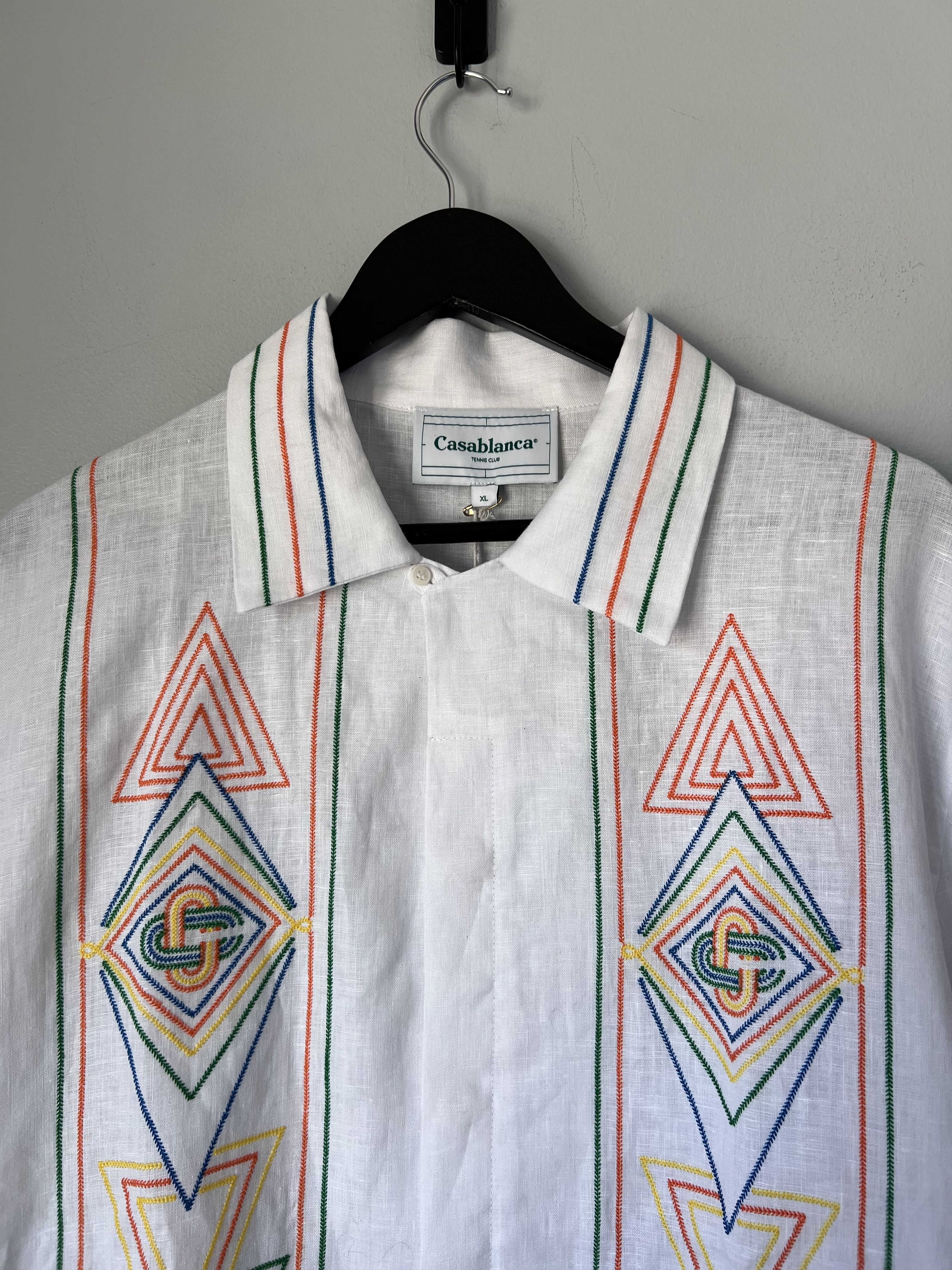 Casablanca Casablanca Musique Embroidered Linen Button Up Shirt Size US XL / EU 56 / 4 - 2 Thumbnail