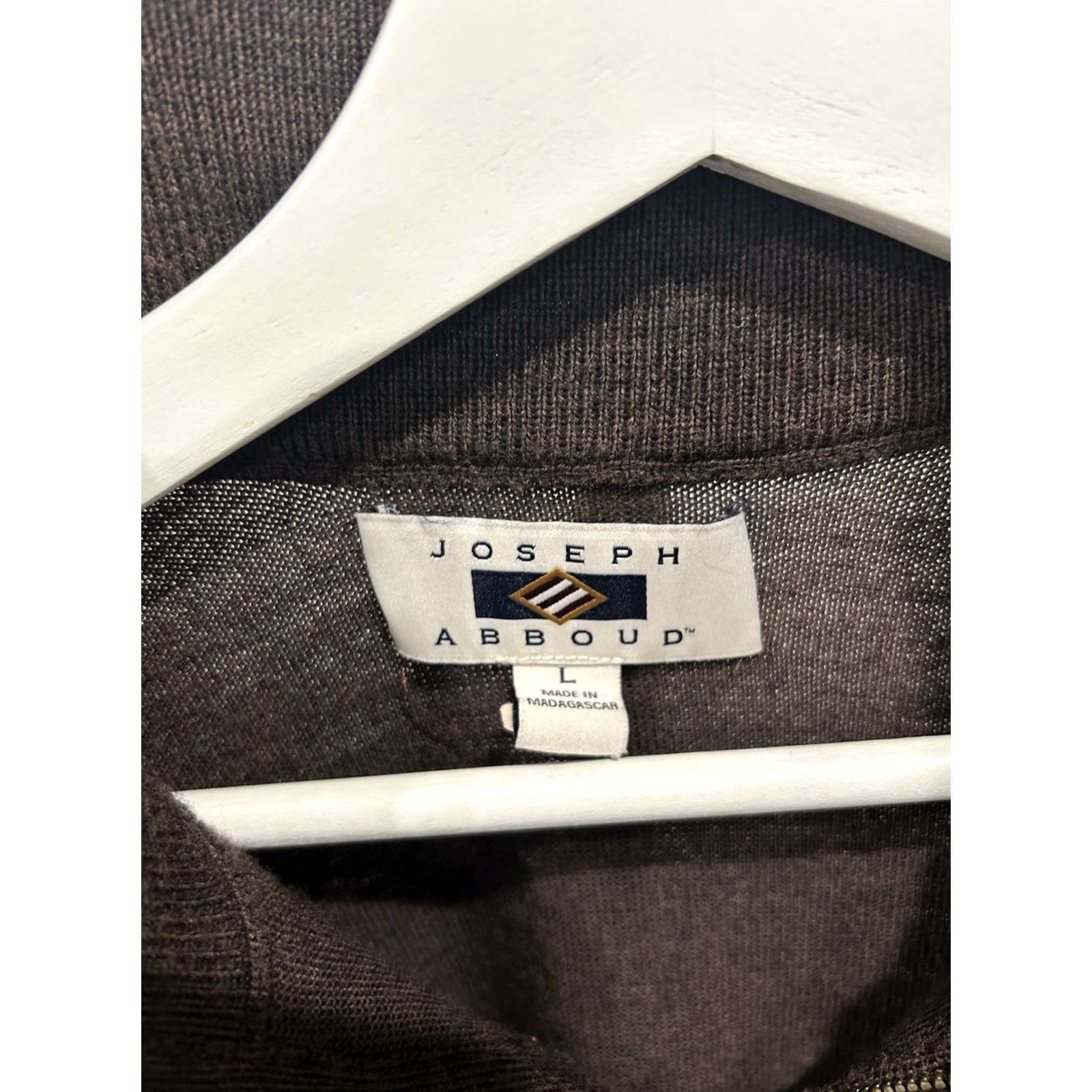Joseph Abboud Joseph Abboud Mens Merino Wool Blend 1/4 Zip Long Sleeve Sweater Size L Brown Elbow Pad Mock Neck Pullover (Regular) Size US L / EU 52-54 / 3 - 6 Thumbnail