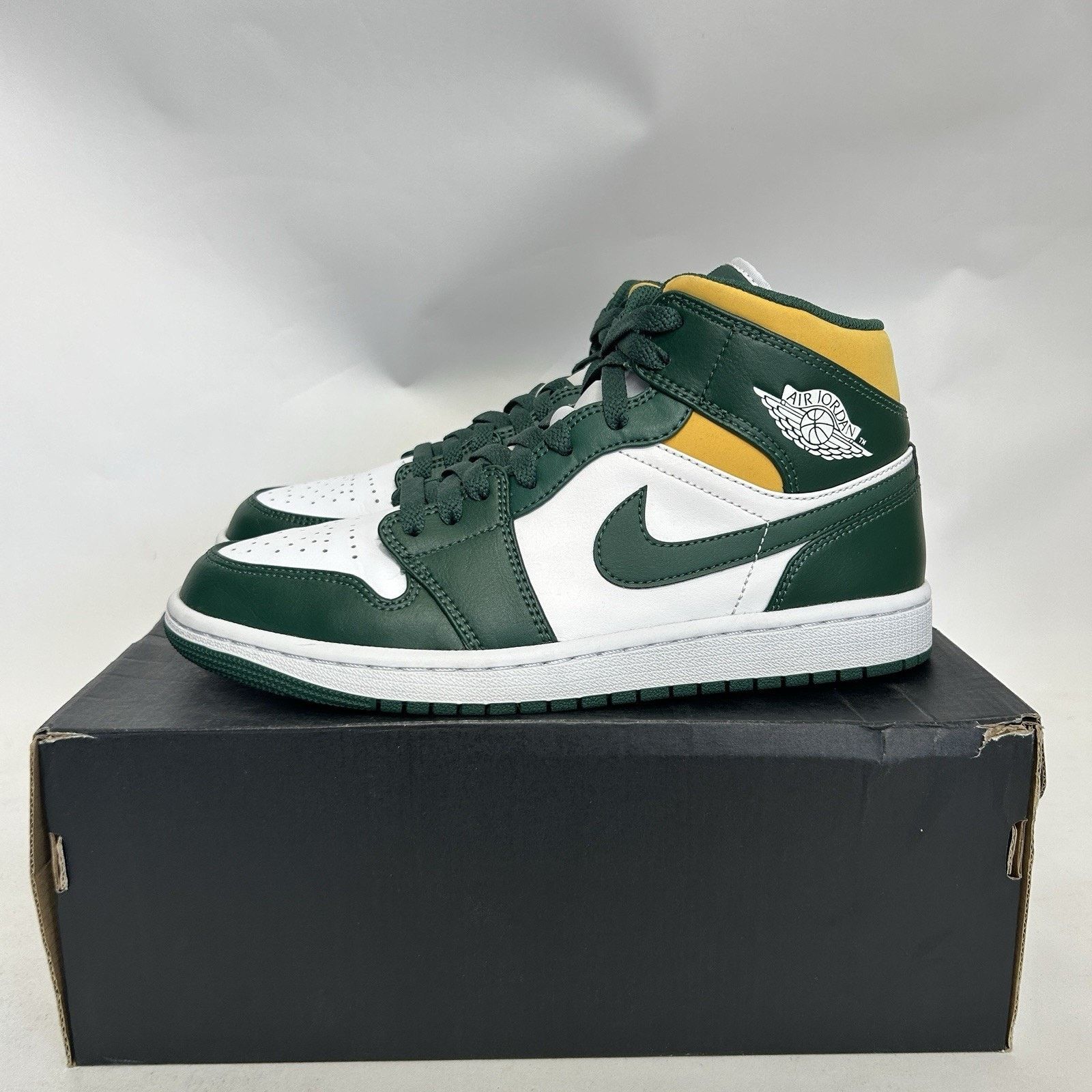 Jordan Brand Nike Air Jordan 1 Mid Retro “Sonics/White Green Yellow” Size US 8 / EU 41 - 6 Thumbnail