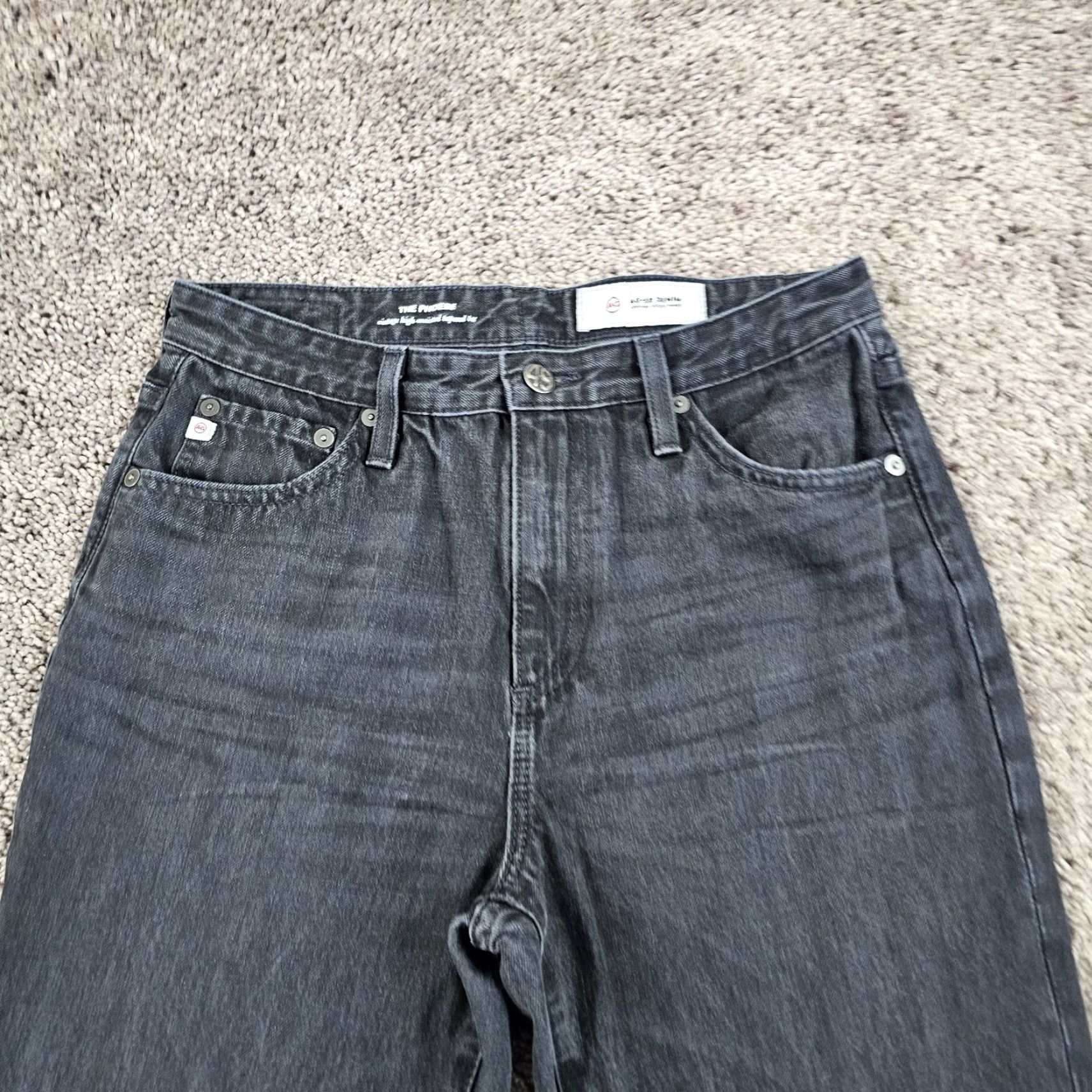 Vintage AG Adriano Goldschmied Women's Jeans 28 Black Tapered High Waisted Denim 26x27 Regular Size 28" / US 6 / IT 42 - 2 Thumbnail