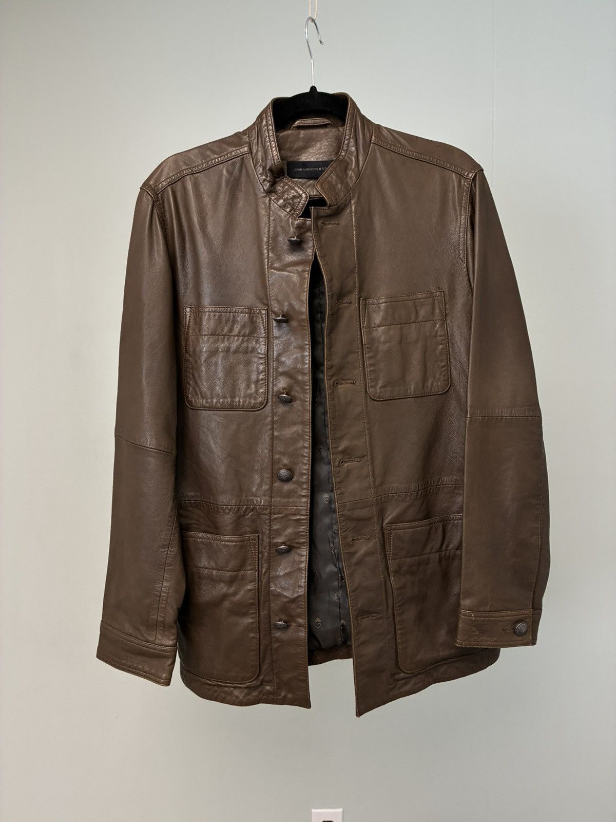 John Varvatos Officer Brown Leather Jacket Size Small Size US S / EU 44-46 / 1 - 2 Thumbnail
