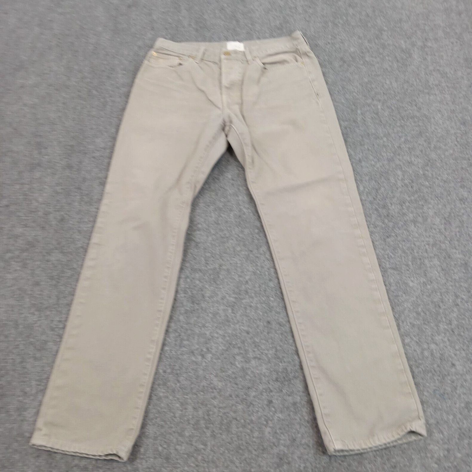 image of Vintage Sid Mashburn Jeans Mens 35X32 (32X30 Actual) Gray Slim Leg Button Fly Canvas in White