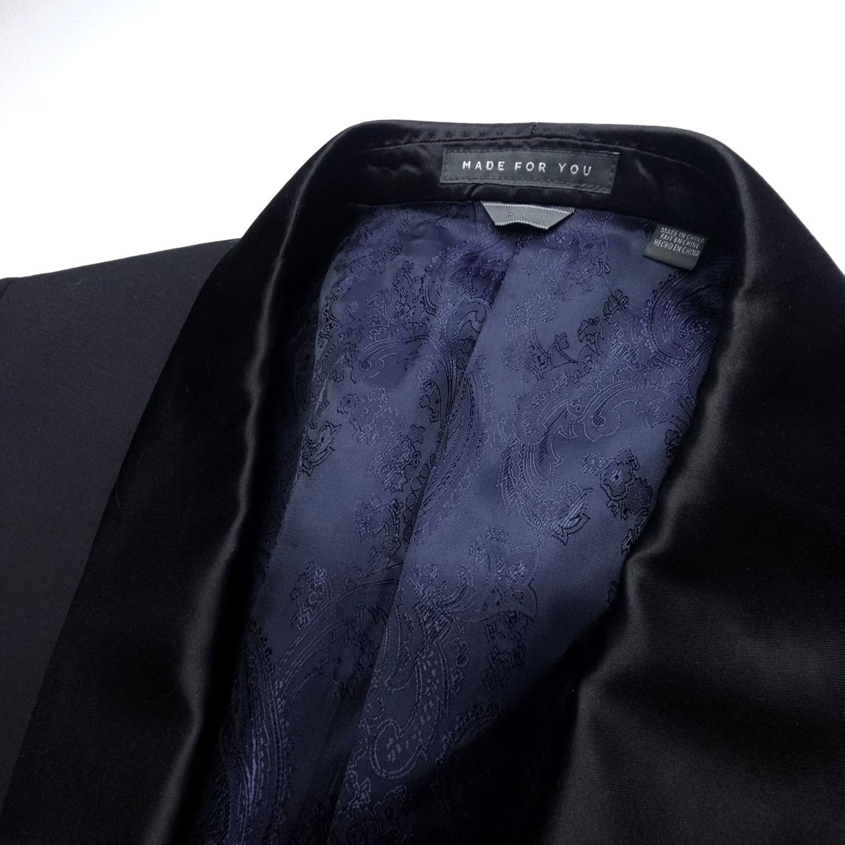 Vintage Indochino Tuxedo Jacket Mens Regular Wool Black Paisley Lined NWT 42 C Size 42R - 5 Thumbnail