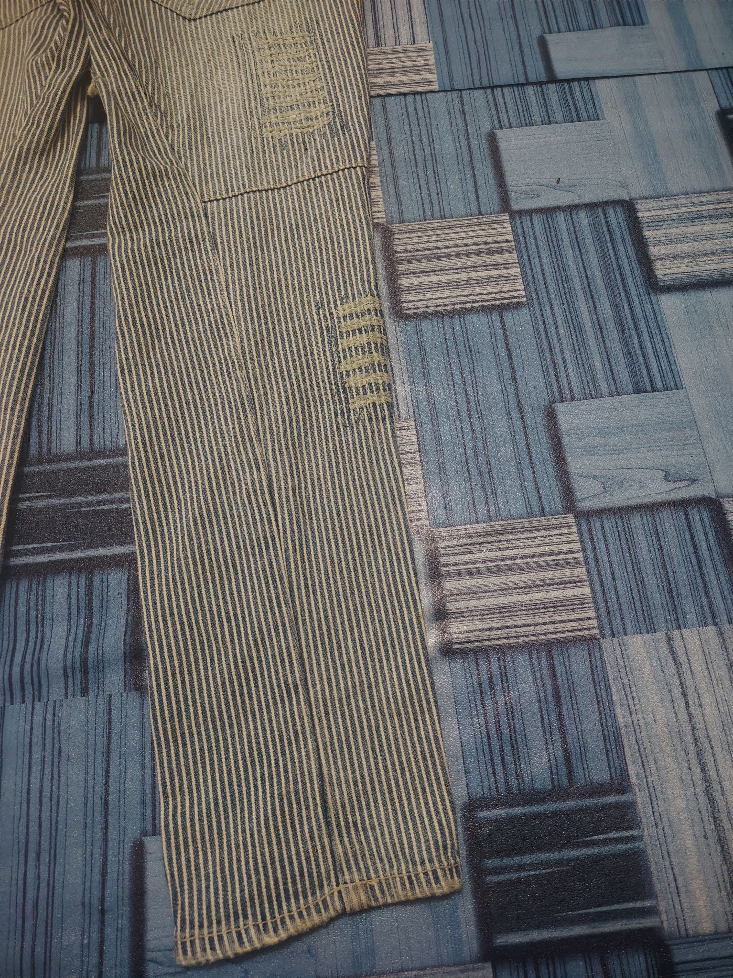 If Six Was Nine × Japanese Brand 💥Insane hickory stripe worker pants twist leg skinny design Size US 30 / EU 46 - 16 Thumbnail