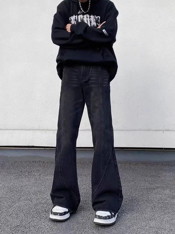 VIBE High Street Vintage Washed Spliced Micro Flare Jeans Size US 34 / EU 50 - 1 Thumbnail