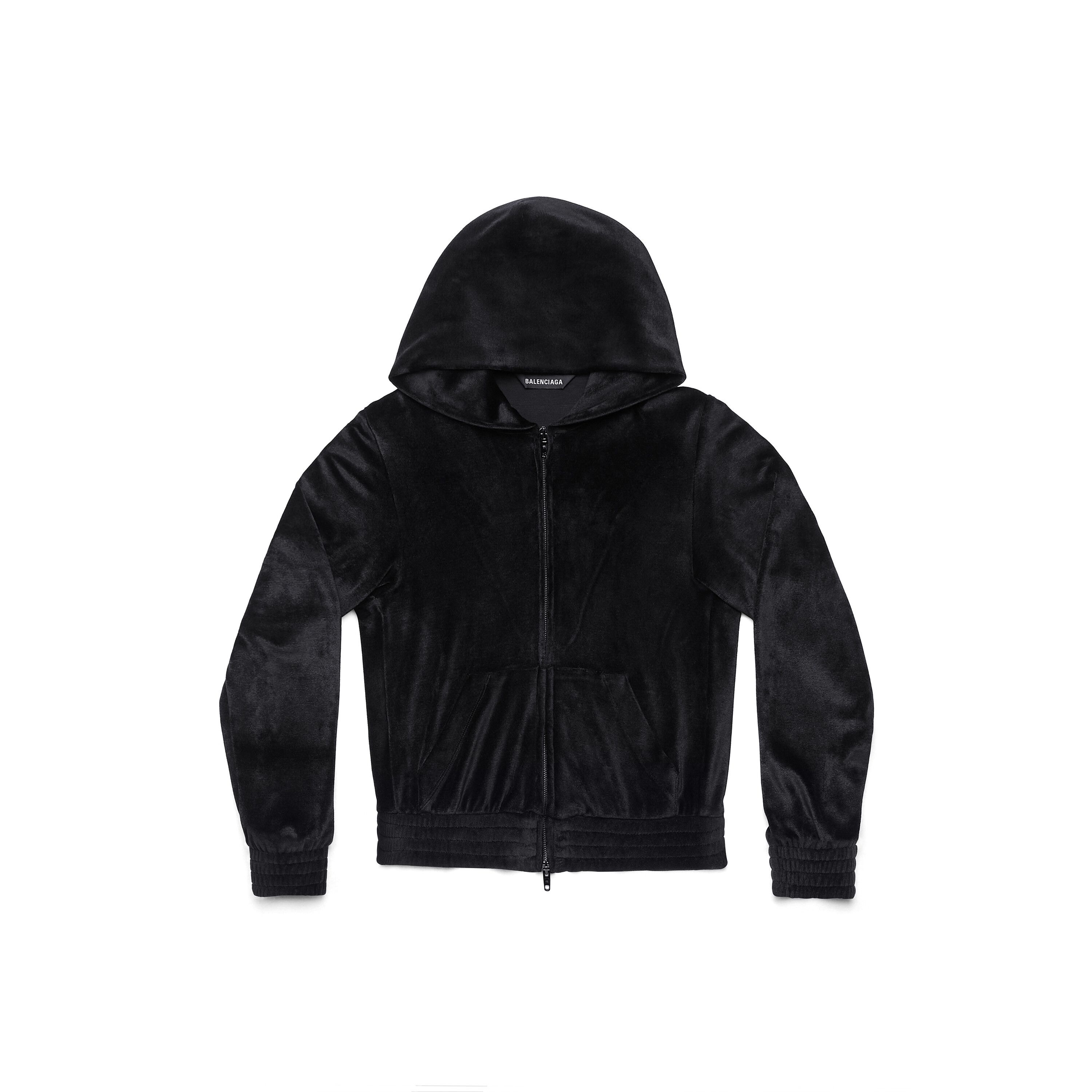 image of Balenciaga Hoodie Half Zip Up Monogram Logo 751792Tov101000 in Black, Men's (Size Medium)