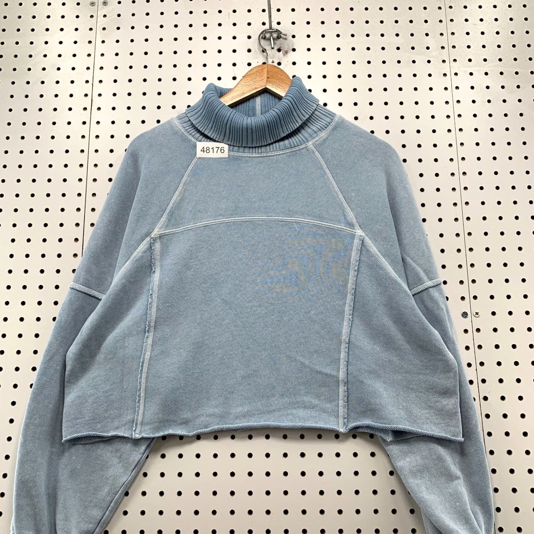 Vintage Aerie Fleece Turtleneck Sweatshirt Womens M Blue Cropped Fleece Sweater Size M / US 6-8 / IT 42-44 - 4 Thumbnail