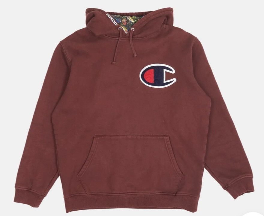 image of Champion Paisley Burgundy Hoodie Size Large in Purple, Men's