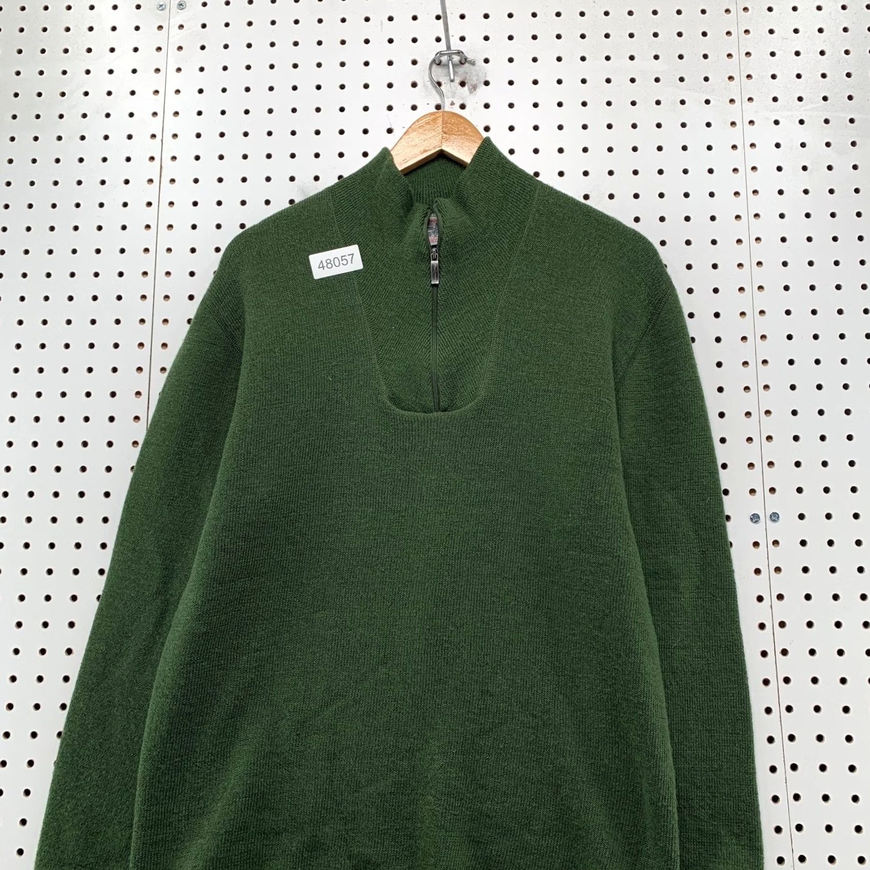Layer 8 Woolpower Ullfrotte Sweater Mens M Green 1/4 Zip 400 Wool Mid Layer Sweden Size US M / EU 48-50 / 2 - 4 Thumbnail