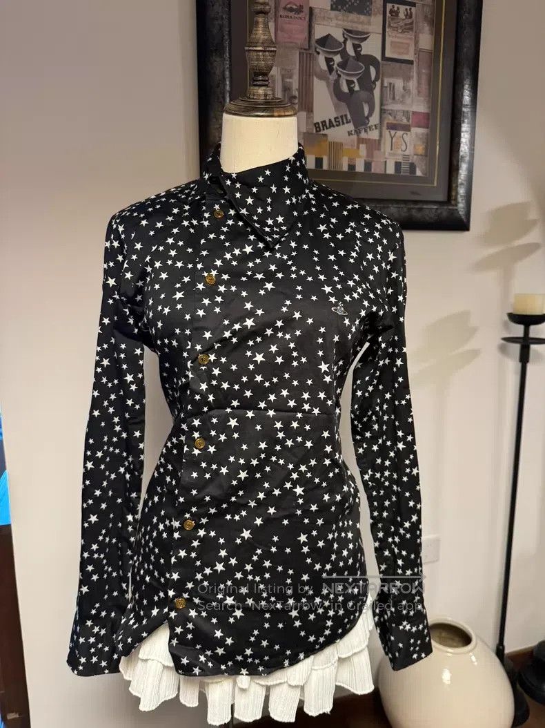 Vivienne Westwood Vivienne Westwood Black star-patterned shirt with a slante Size M / US 6-8 / IT 42-44 - 1 Thumbnail