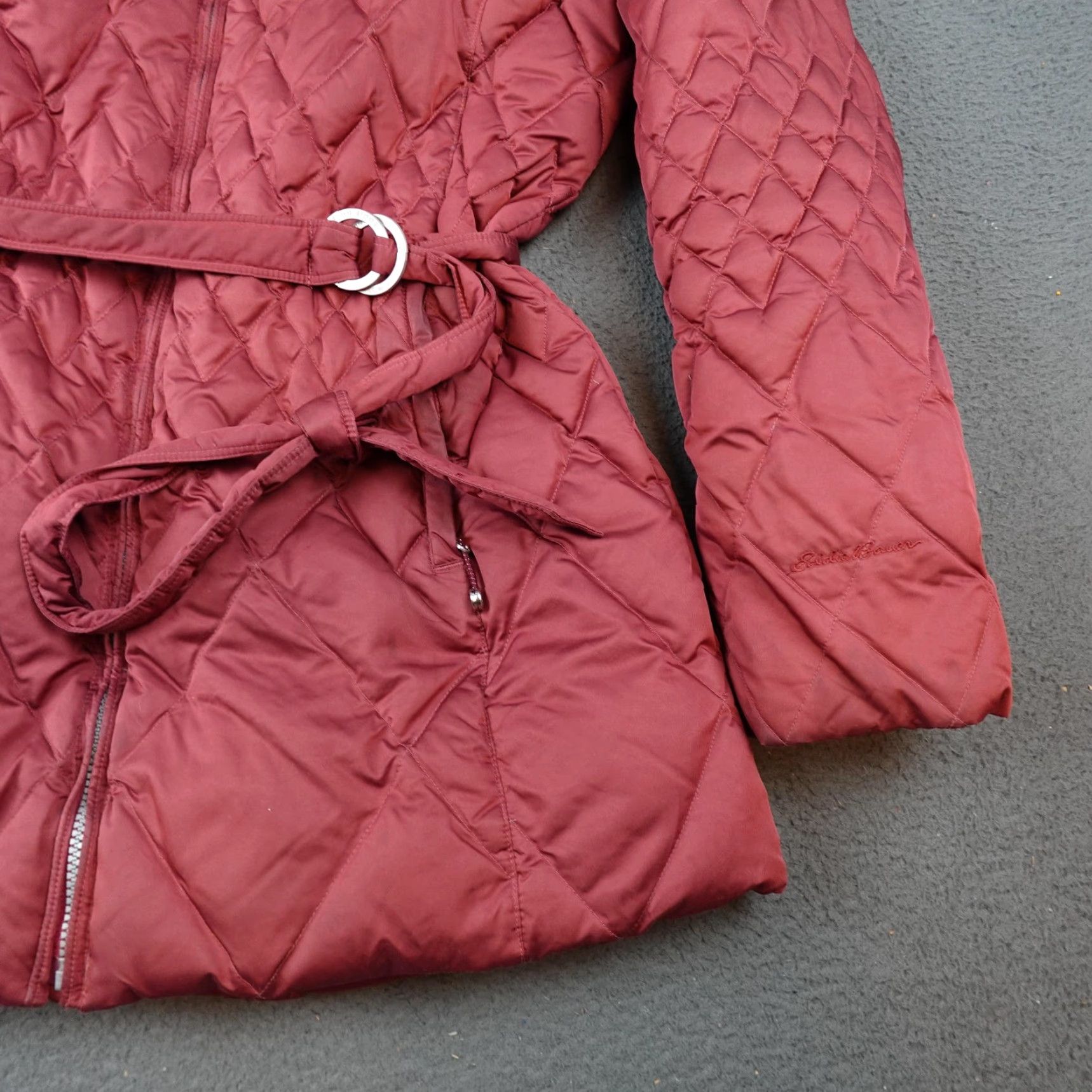 Eddie Bauer Eddie Bauer Coat Womens Large Red Quilted Down Puffer Belted Long Jacket Size L / US 10 / IT 46 - 2 Thumbnail