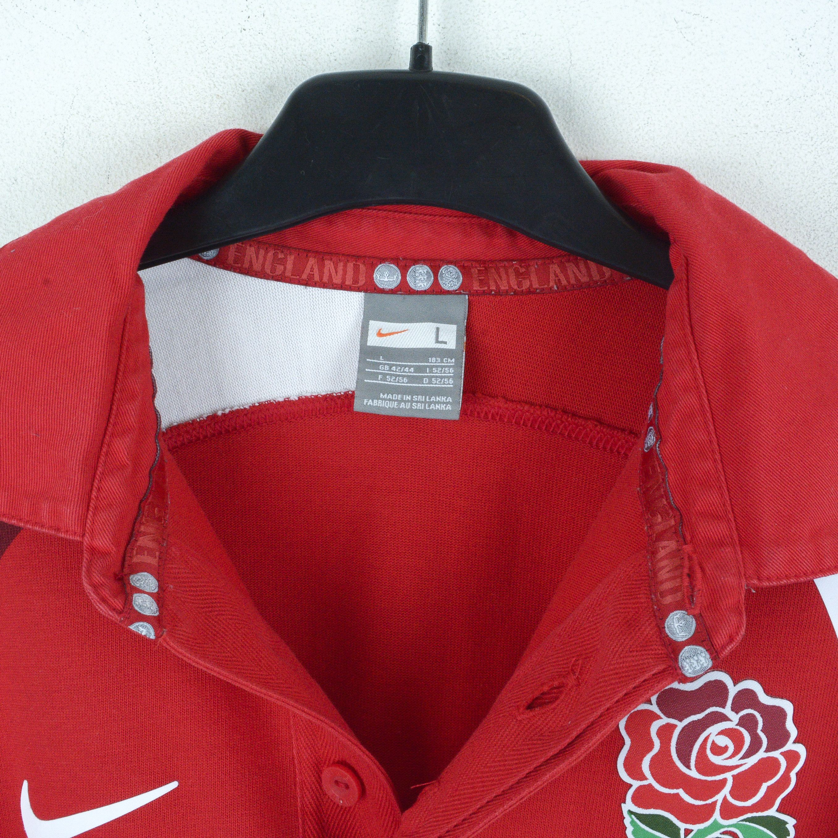 Nike England L Rugby Union Long Sleeve Away Polo Jersey 2007 2008 Size US L / EU 52-54 / 3 - 3 Thumbnail