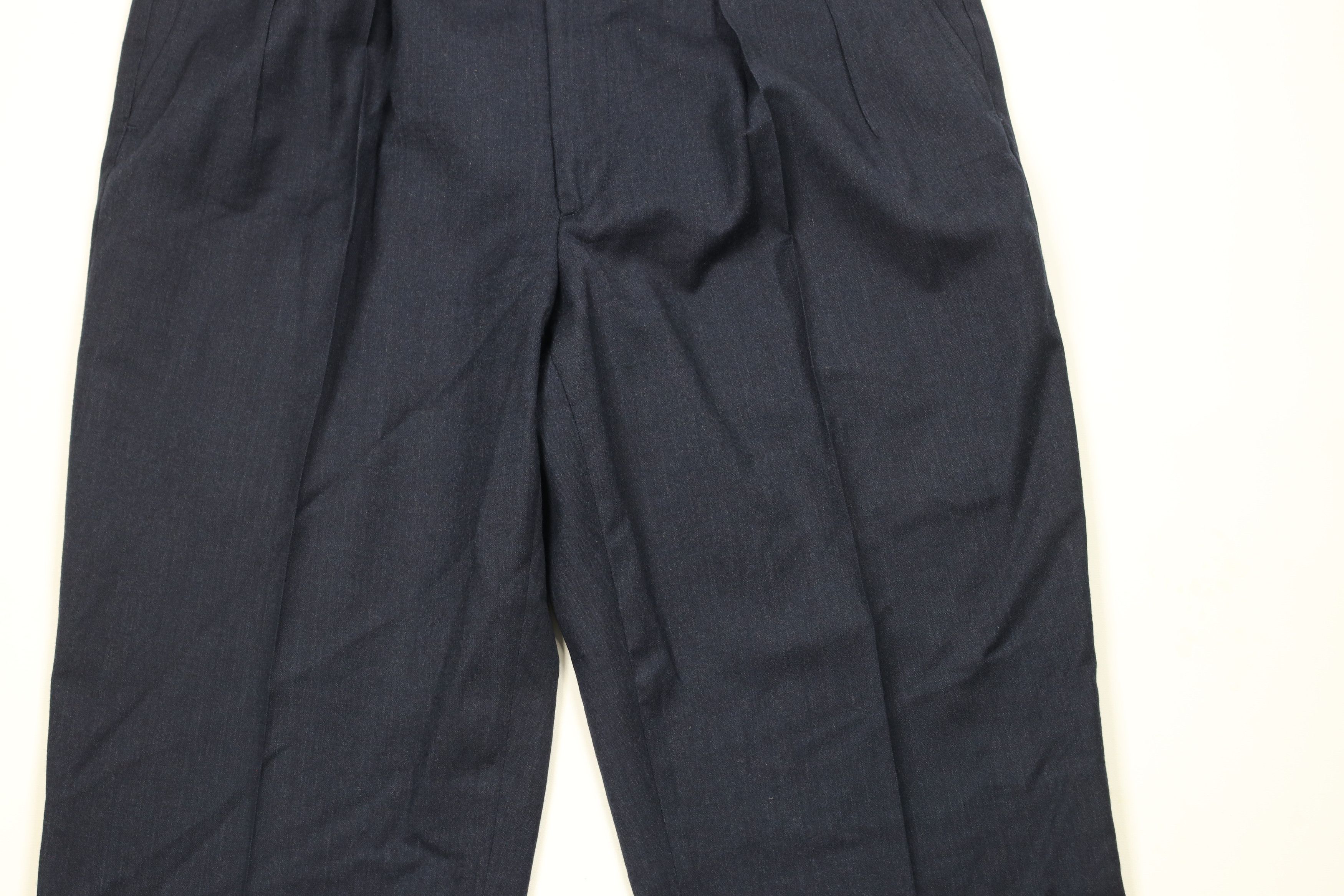 Lands' End × Vintage Vintage 90s Lands End Wide Leg Wool Pants Trousers Navy USA Size US 38 / EU 54 - 3 Thumbnail