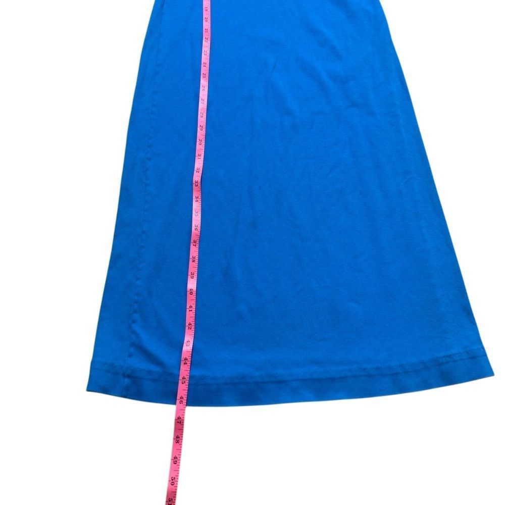 Vintage 70s Vintage Fritzi of California Blue Cotton Midi Dress Slee Size M / US 6-8 / IT 42-44 - 5 Thumbnail