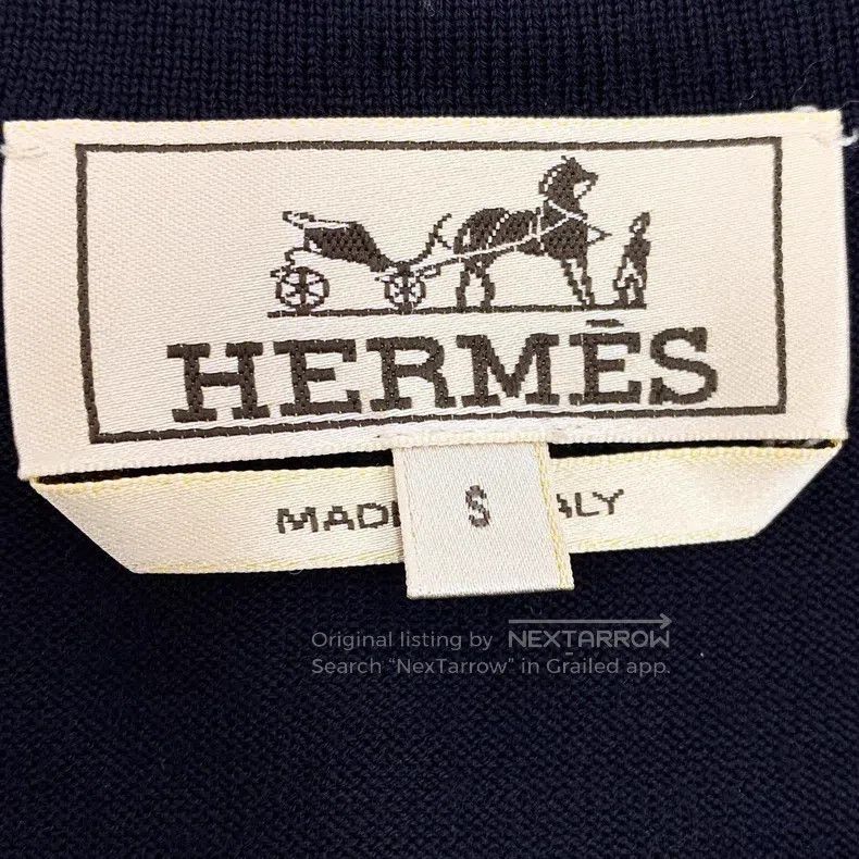 Hermes Hermes Navy blue wool leather patched round-neck long-slee Size US S / EU 44-46 / 1 - 6 Thumbnail