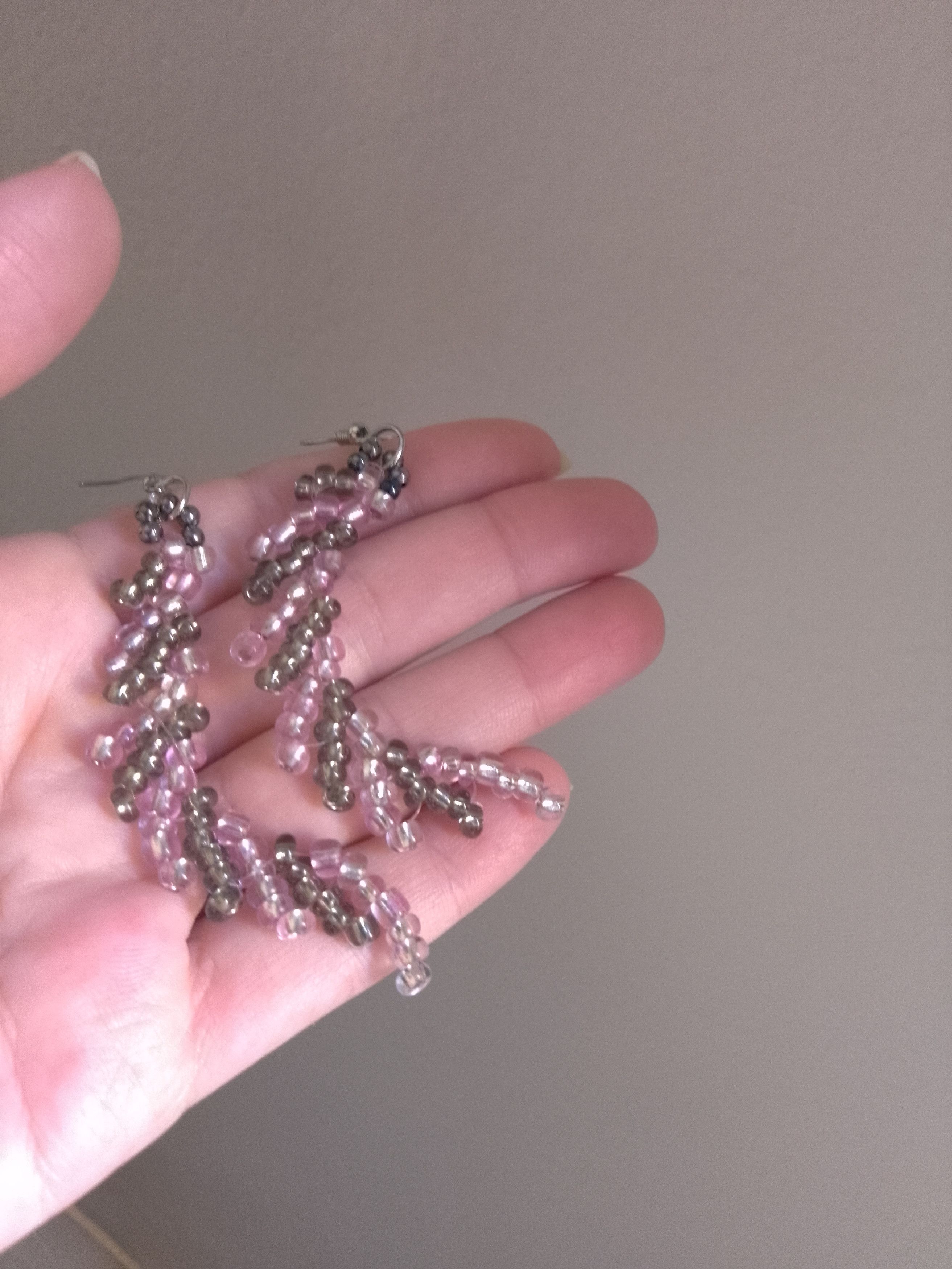 Handmade Necklace. Braided Metallic green/Pink Earrings Elegant Size ONE SIZE - 9 Thumbnail