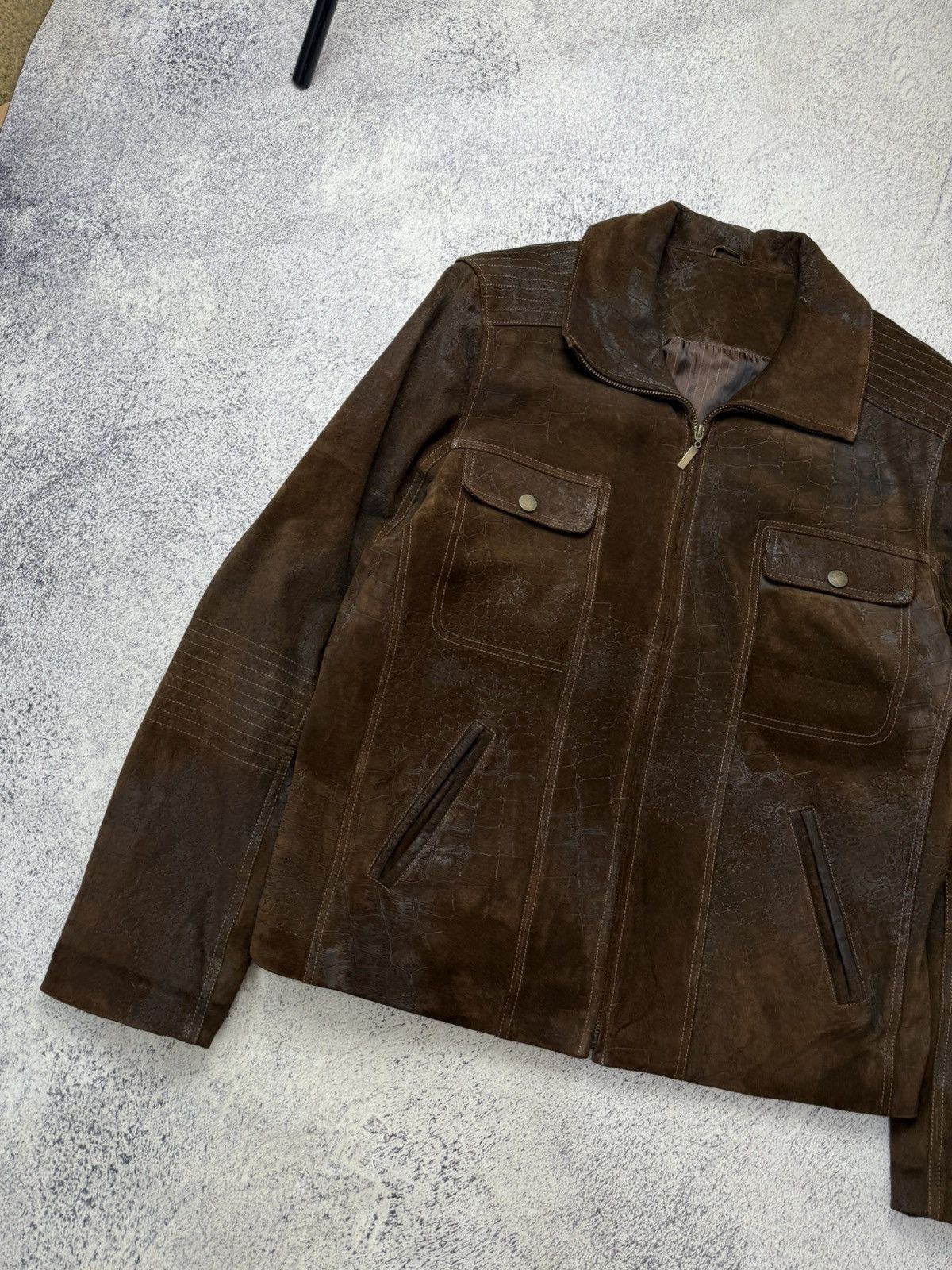 Leather Vintage Cowboy Avant Garde Y2K Brown Crazy Leather Jacket Size US L / EU 52-54 / 3 - 6 Thumbnail