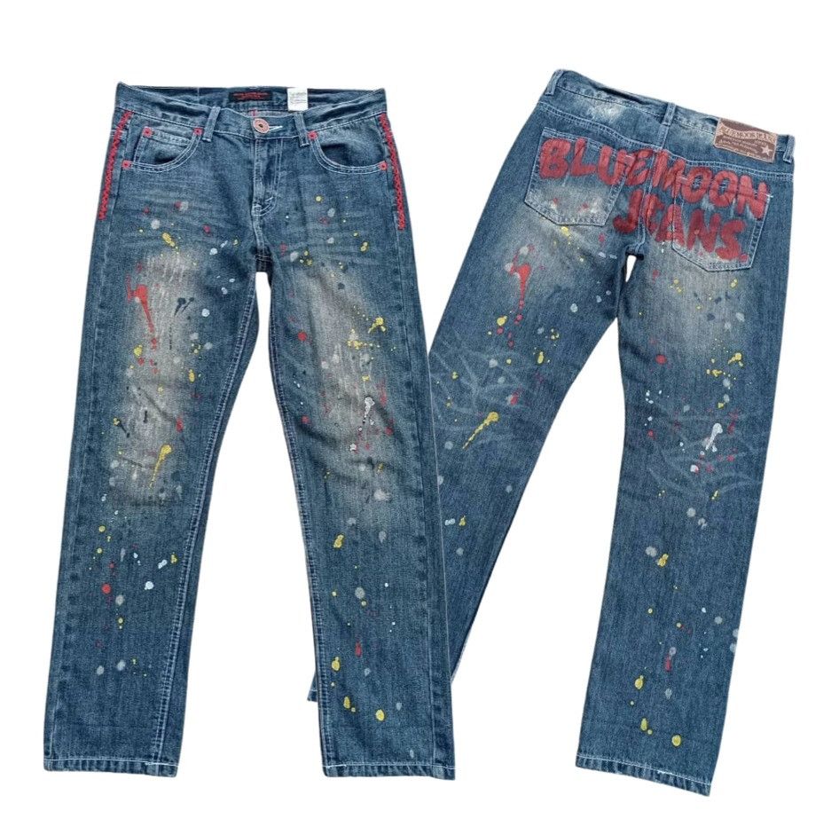 Designer × Japanese Brand × Vintage VINTAGE BLUE MOON BLUE SPLATTER PAINT DENIM Size US 30 / EU 46 - 1 Thumbnail