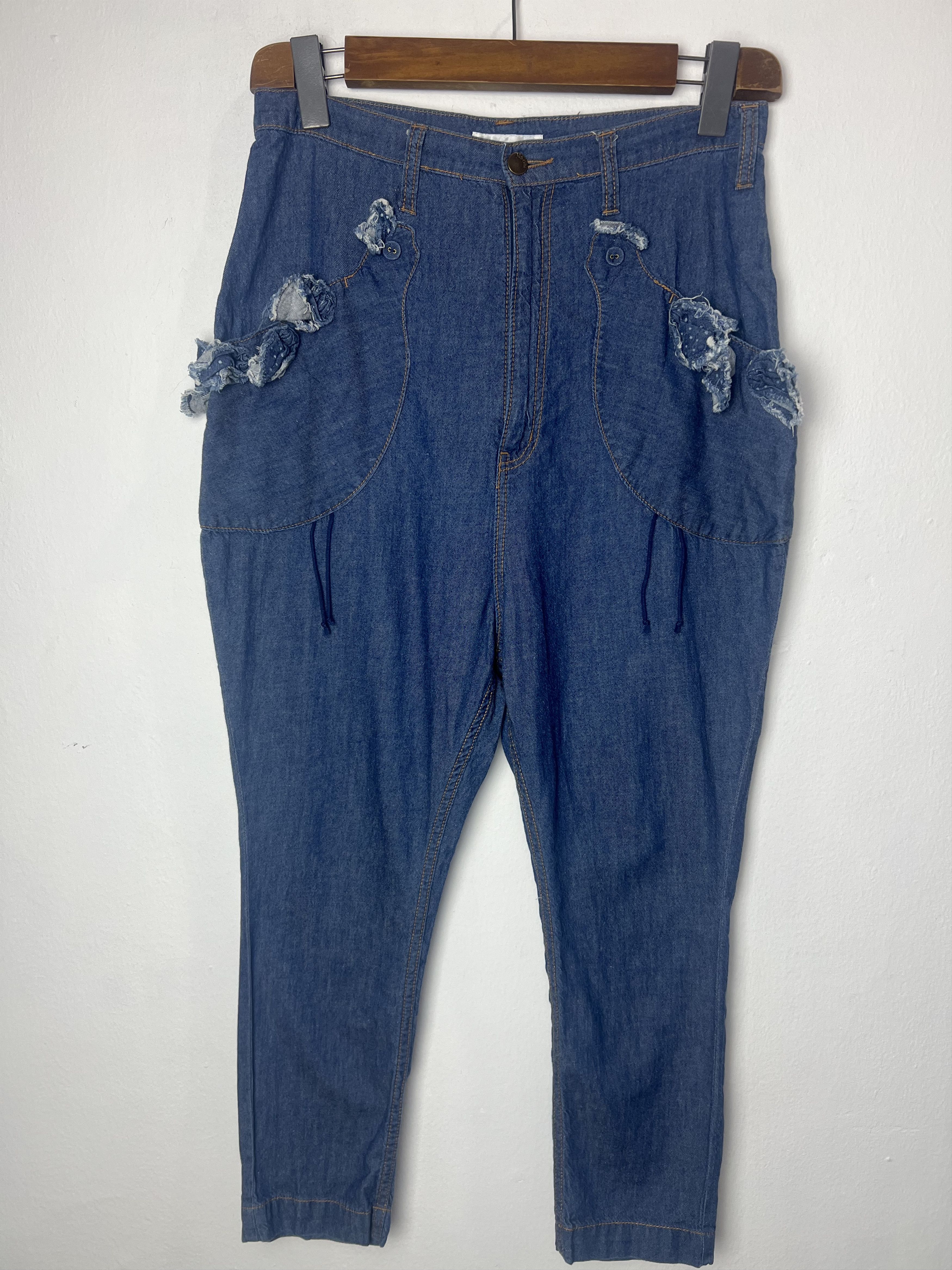 Ne-Net Ne-Net Drop Crotch Silhouette Distressed Denim Jeans Size 30" / US 8 / IT 44 - 1 Thumbnail