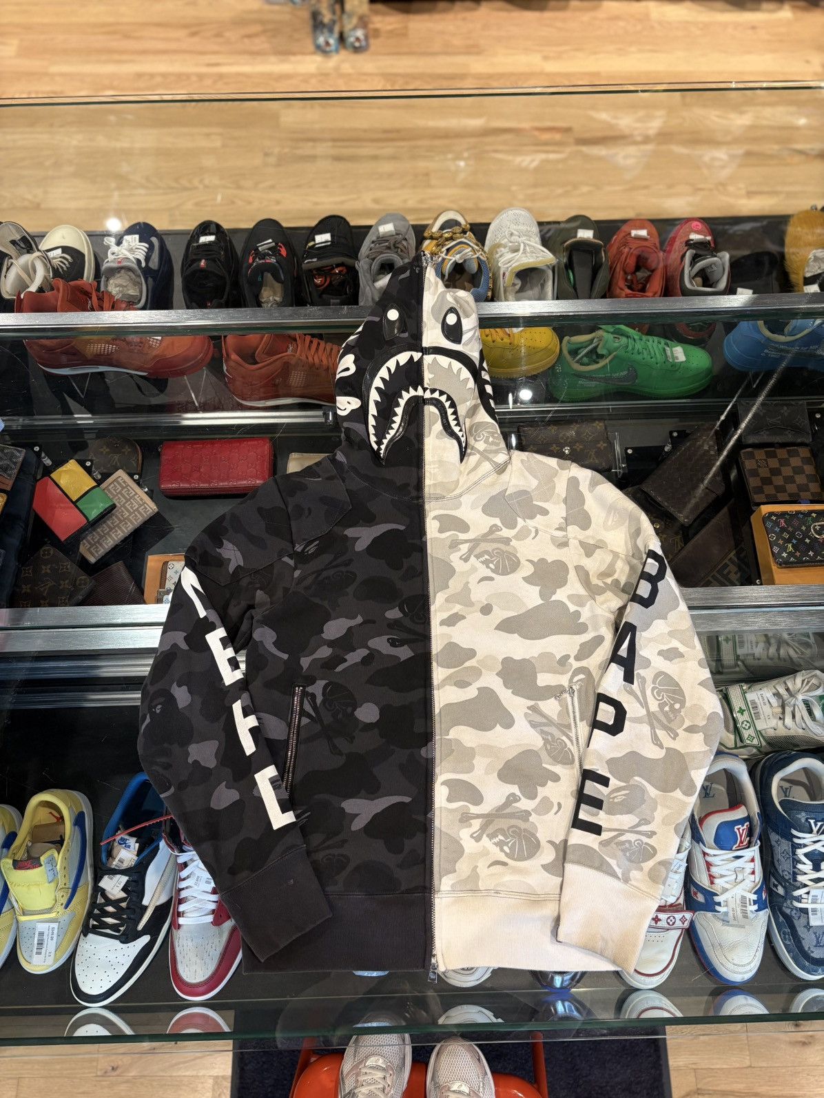 Bape × Neighborhood Bape Neighborhood Split Gray Zip Hoodie Size Small Size US S / EU 44-46 / 1 - 1 Thumbnail