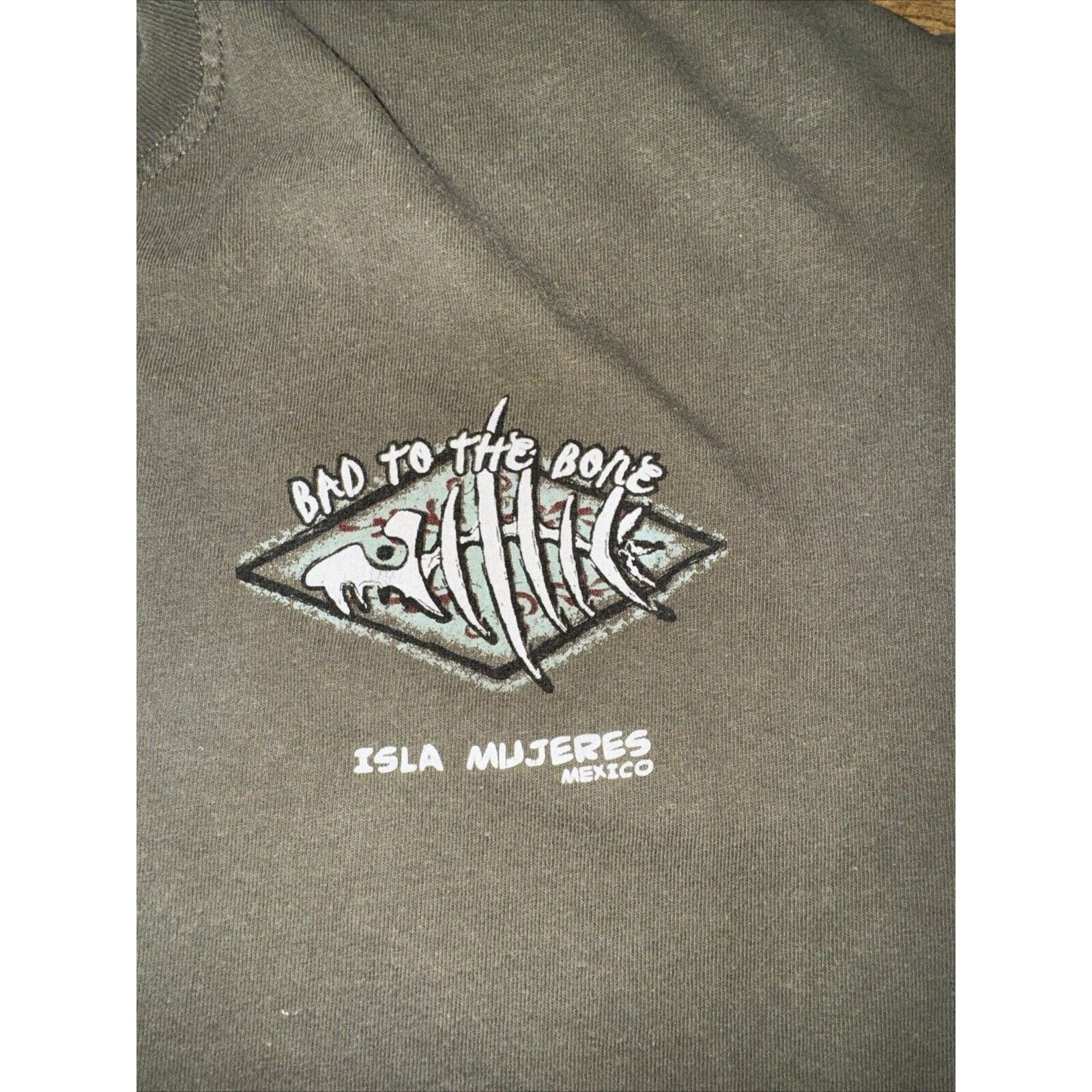 Hanes × Vintage Vintage Mexico Bad To The Bone T-Shirt Olive 2XL 24x27 Size US XXL / EU 58 / 5 - 4 Thumbnail